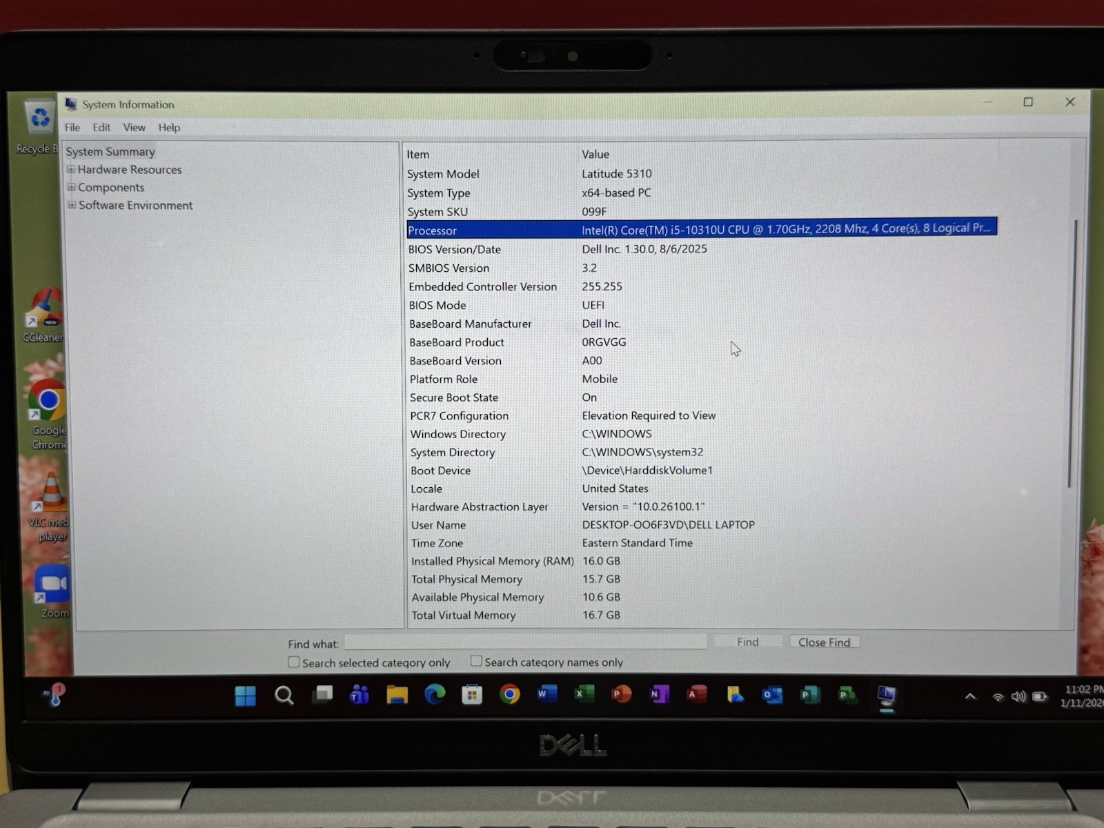 Dell Latitude 5310 i5 10310U 1.7GHz 16GB RAM 256GB SSD Windows 11 Pro