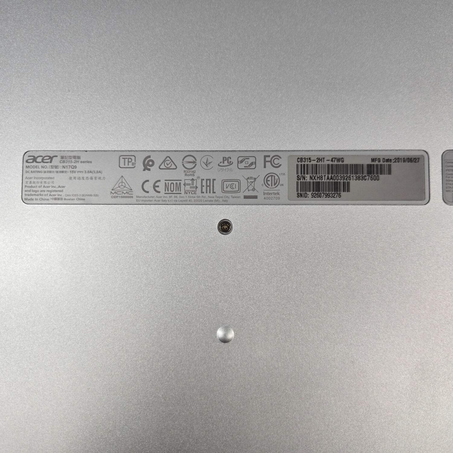 Acer Chromebook 315 CB315-2H 15.6″ A4-9120e 1.6GHz 4GB RAM 32GB SSD