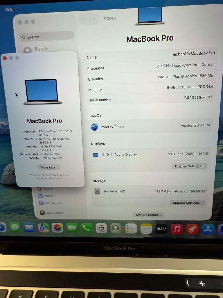 Apple MacBook Pro 13” i7 2.3GHz 16GB RAM 512GB SSD Silver(2020, A2251) Lot of 10
