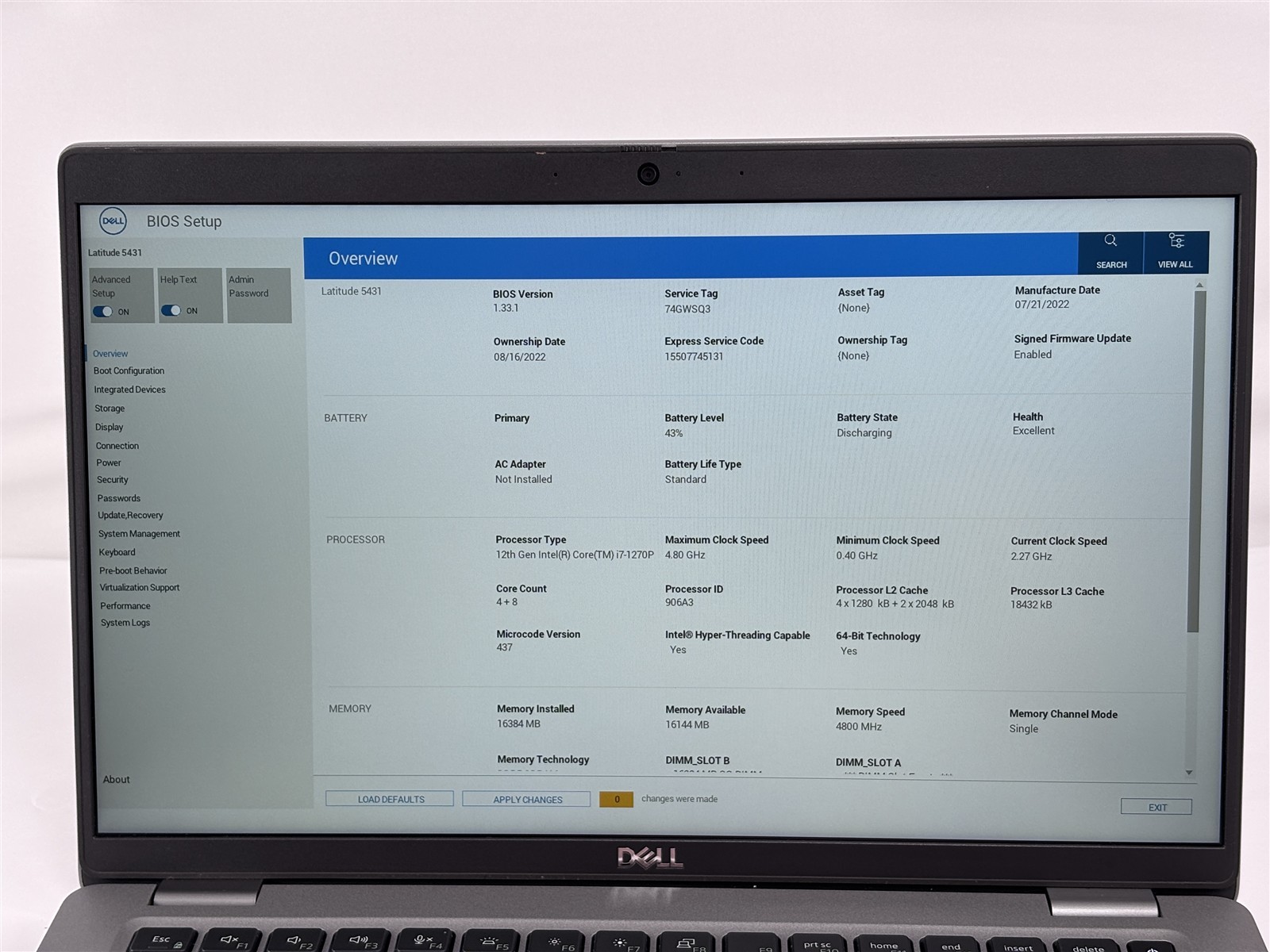 Dell Latitude 5431 14″ Core i7-1270P 2.2GHz 16GB 256GB SSD Intel Iris Xe