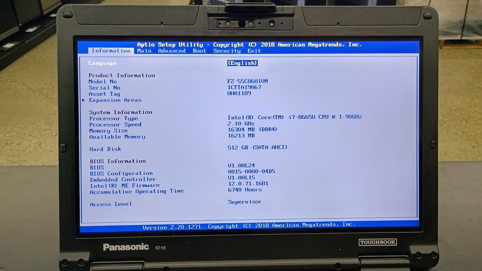 Panasonic Toughbook FZ-55 i7-8665U 1.90Ghz – 16GB RAM – 512GB SSD – Touch