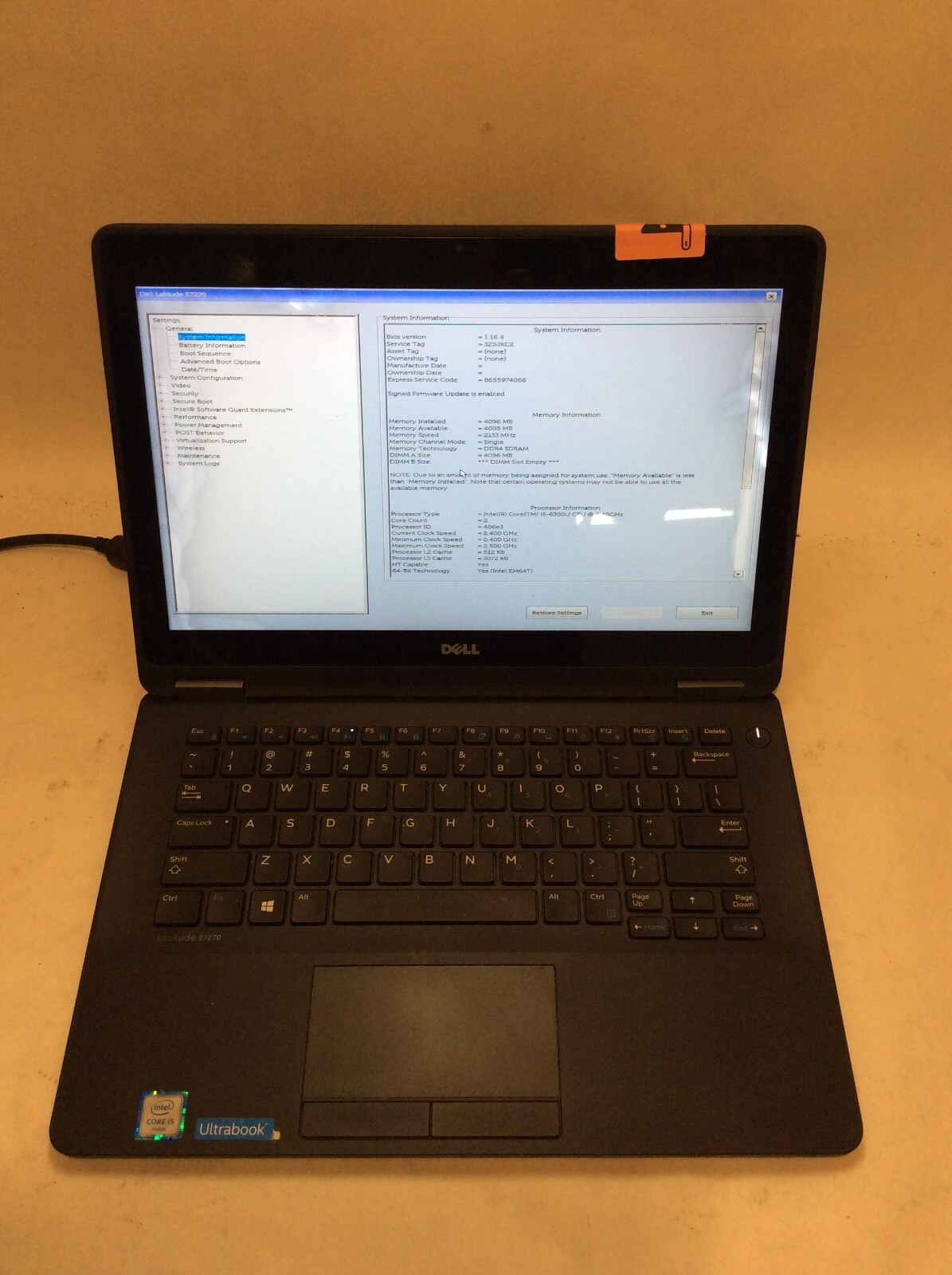 Dell Latitude E7270 Laptop 12″ Intel Core i5 6th Gen DAMAGED SCREEN -PP