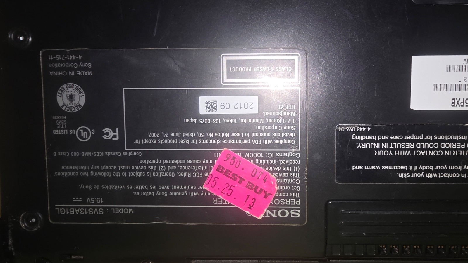 Sony Vaio SVS13A25PXB 13″ S Series Rare (2012) Carbon Fiber