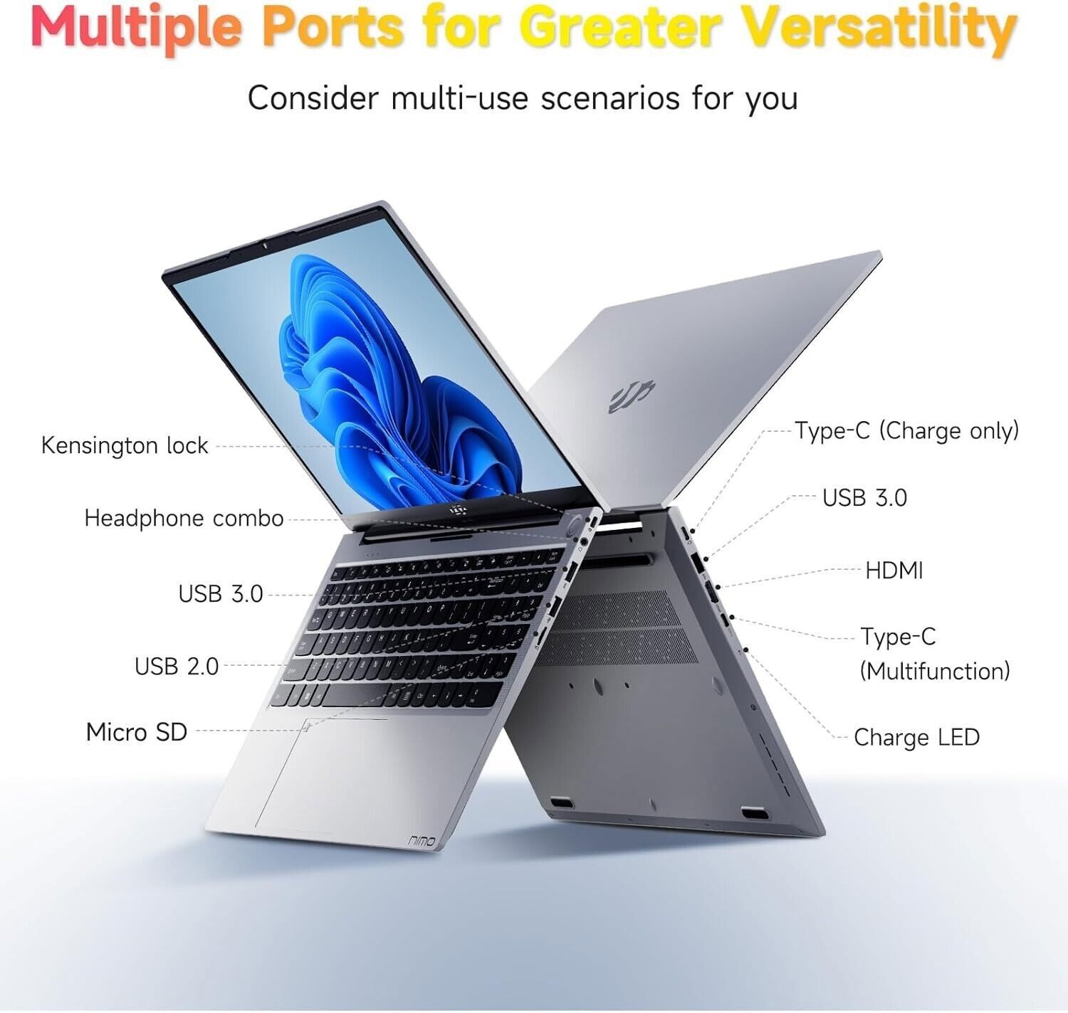 NIMO 15.6 Laptop Intel 6 Core i3-1215U 32GB RAM 1TB SSD 4.4GHz Wi-Fi6 Windows 11