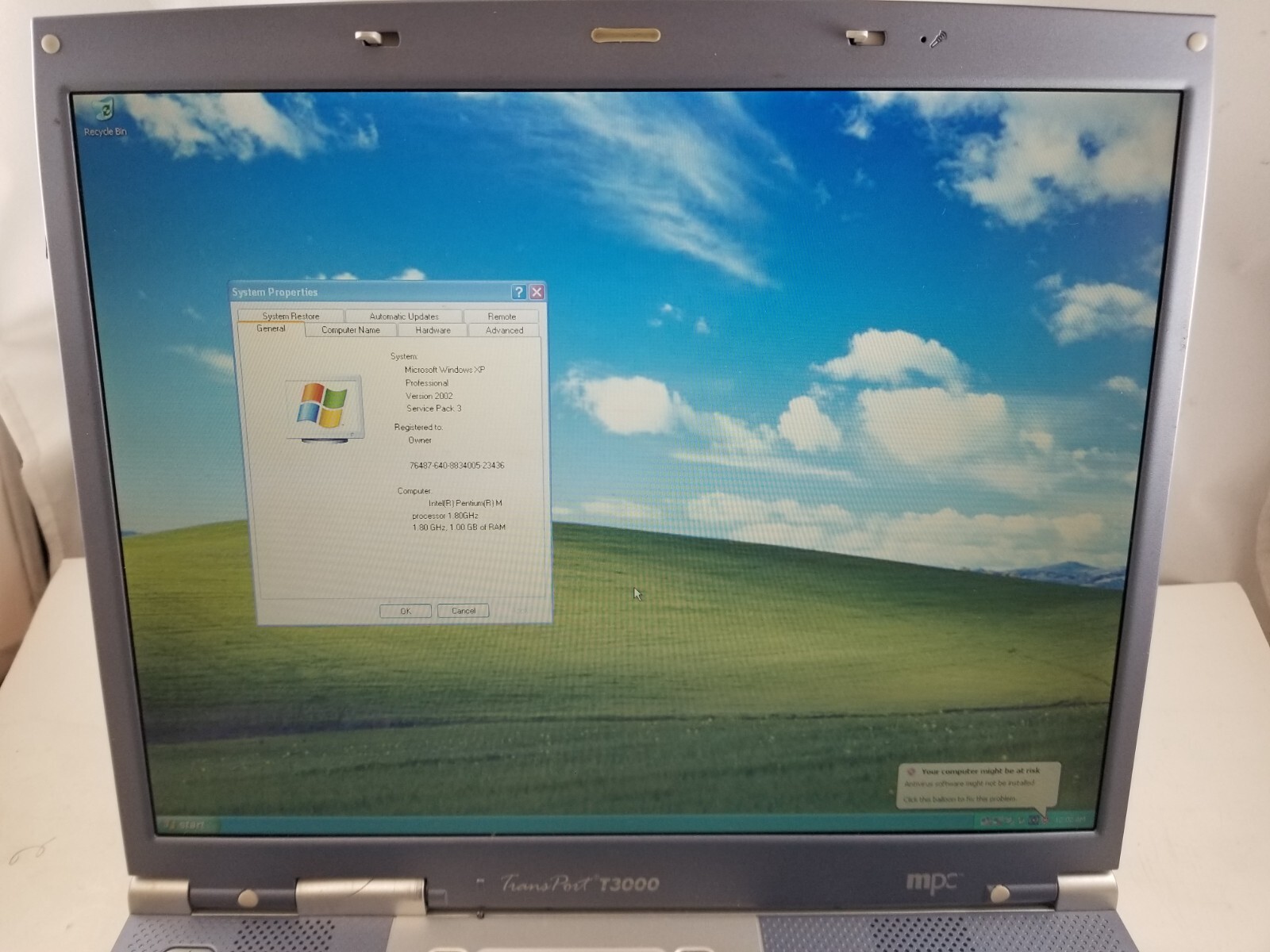 MPC TransPort T3000 14″ Laptop Pentium 1.8GHz 1GB 120GB HDD Radeon 9600M XP Pro