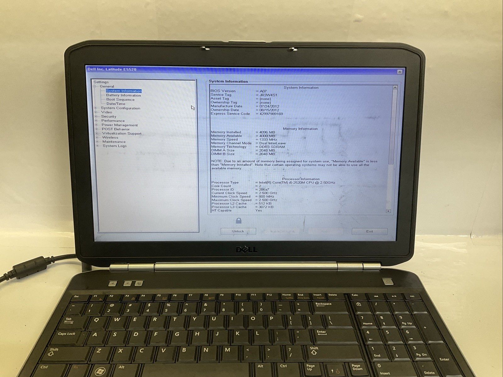 Dell Latitude E5520 | i5-2nd Gen | Powers On(J9)