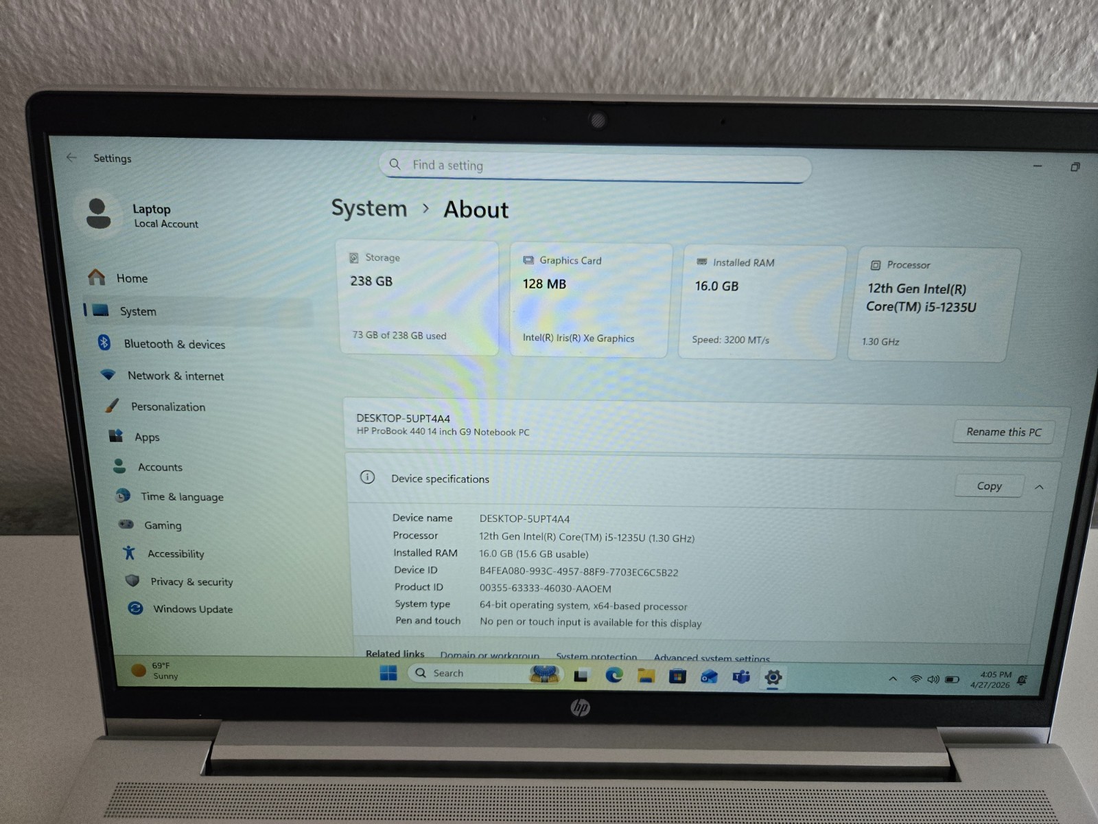 HP ProBook 440 G9 Core i5-1235U 1.30 GHz 16 GB DDR4 256 GB NVMe Windows 11 Pro