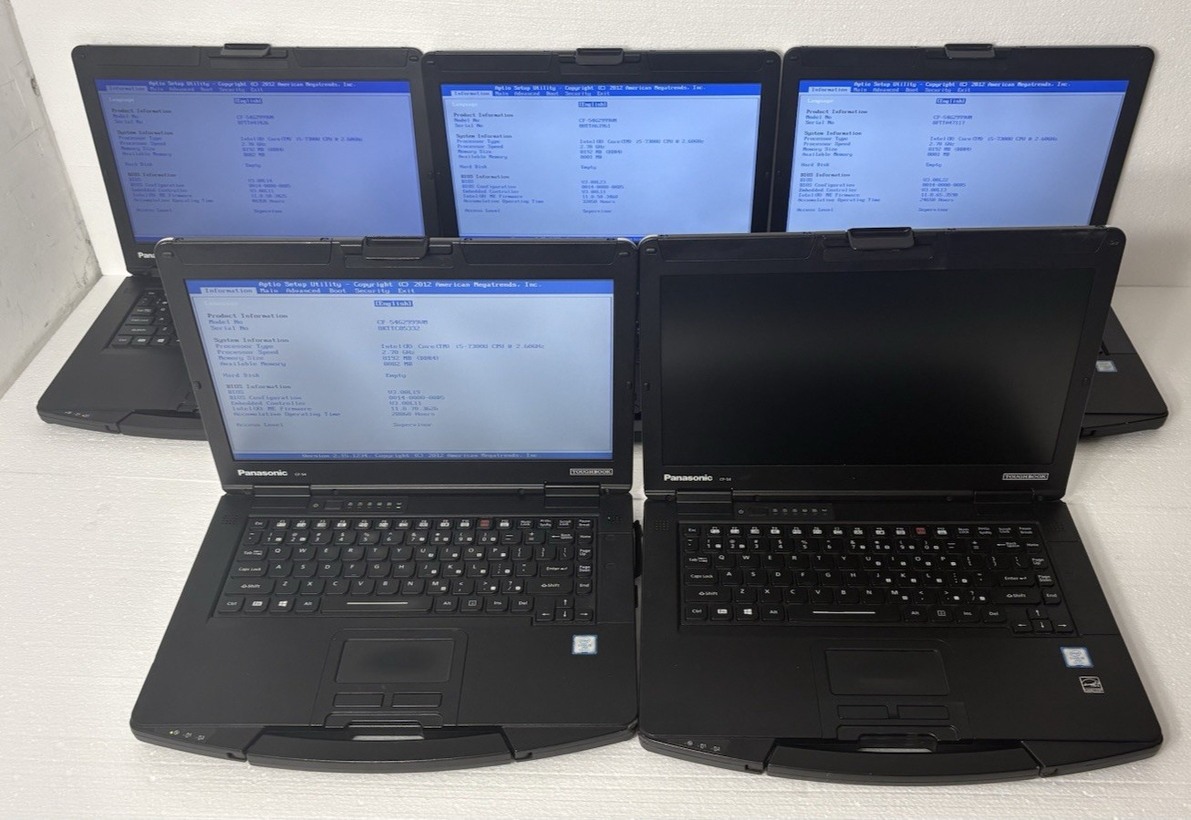 Lot of 5 Panasonic Toughbook CF-54 MK3 Laptop Intel Core i5-7300U 8GB *Read*