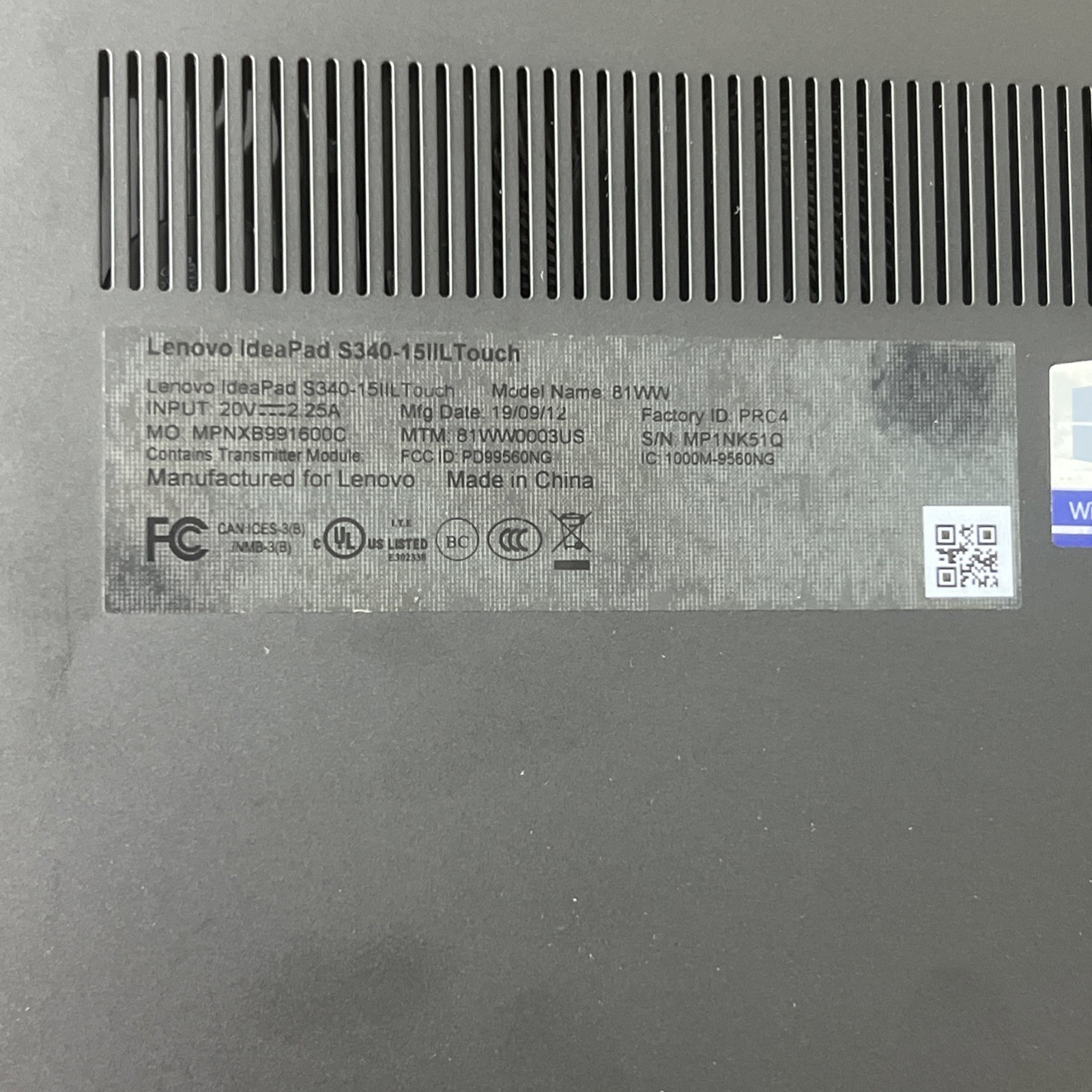 Lenovo Ideapad S340-15IIL Touch i3-1005G1 1.2GHz 8GB Ram 256GB SSD – Fair