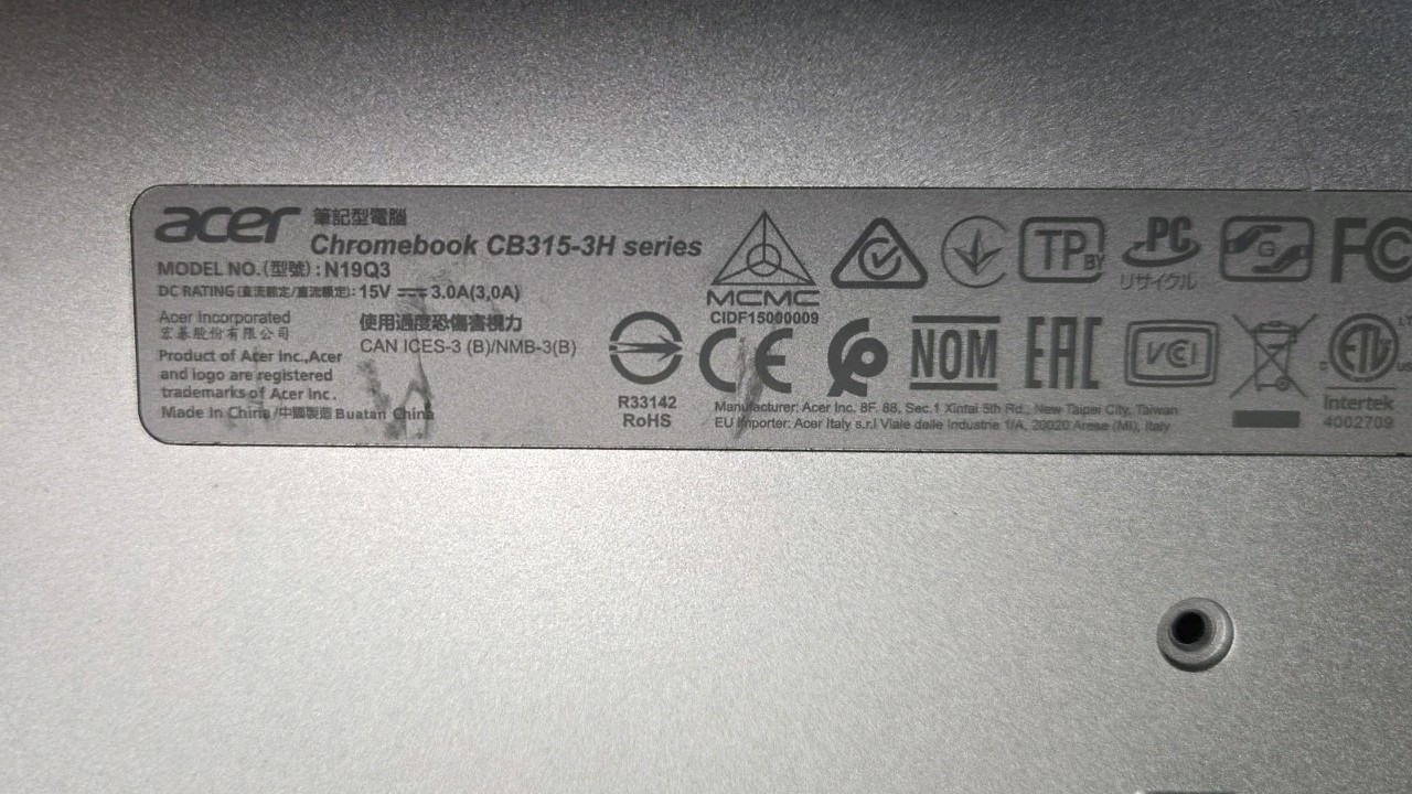 Acer Chromebook CB315-3H For Scrap
