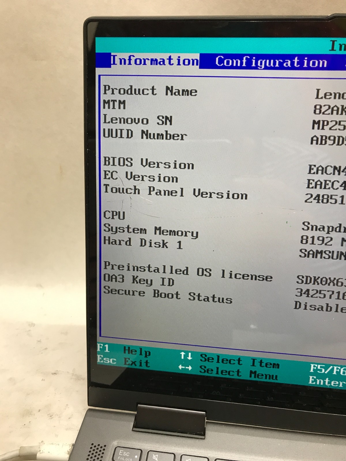 Lenovo Flex 5G-14Q8CX05 14″ Snapdragon 8cx 8GB RAM 256GB RAM NO OS For Parts -DW