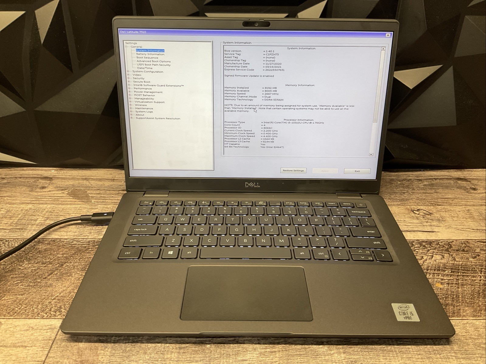 Latitude 7310 / i5 10th / 8GB RAM Laptop Notebook PC / T15