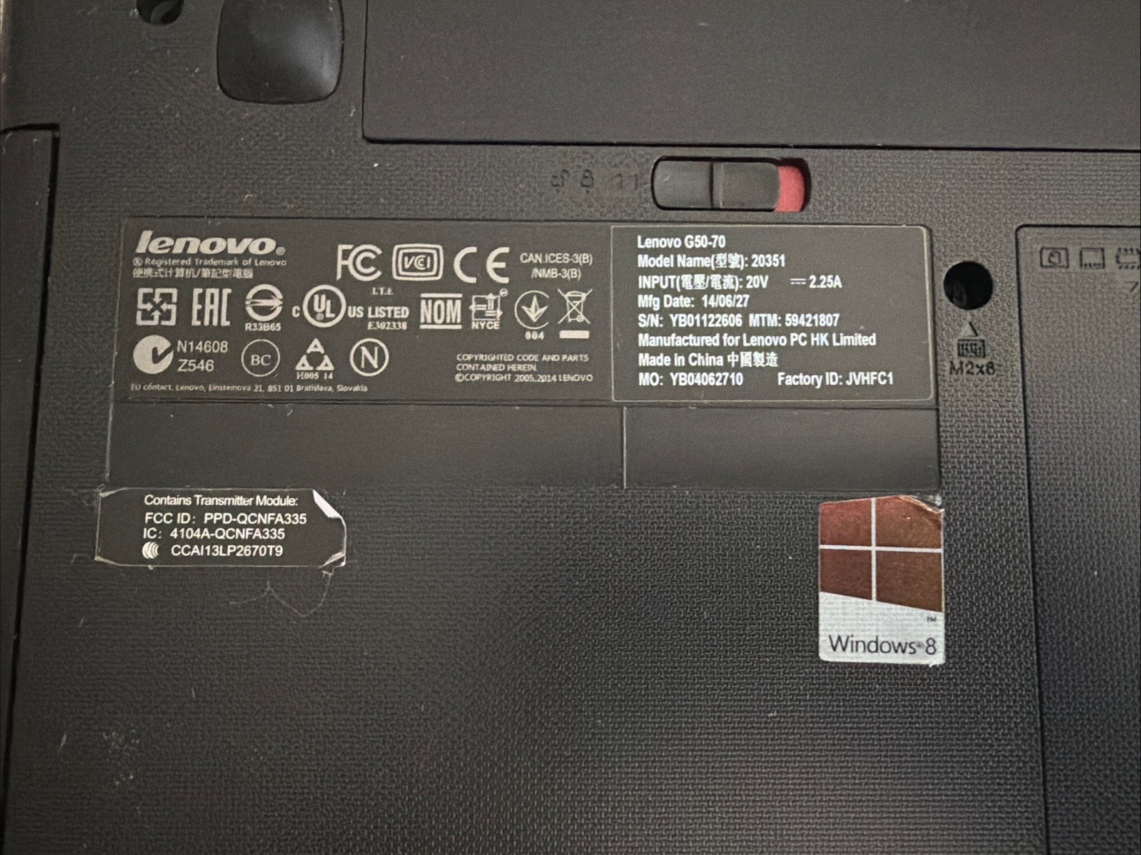 LENOVO G50-70 – FOR PARTS/REPAIR – INTEL i3 – 6 GB RAM – NO HDD – READ DESCRIP