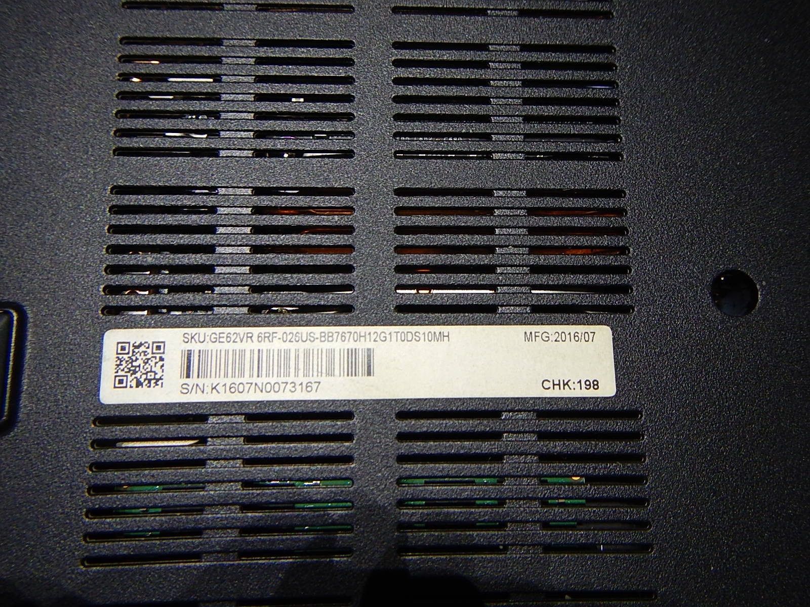 MSI GE62VR 6RF Apache Pro Intel Core i7-6700HQ 32GB Ram