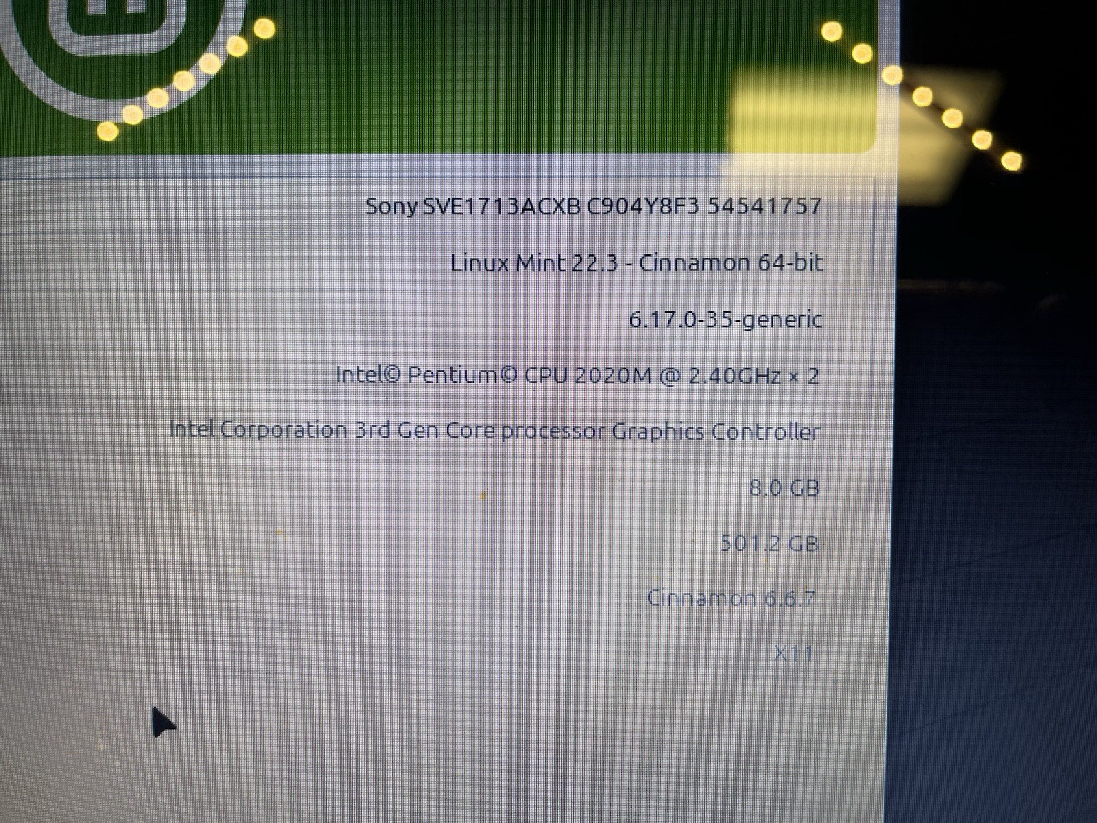 Sony VAIO 17” E Series Pentium 2020M SVE171G12L 8GB RAM 500 HDD NO OS