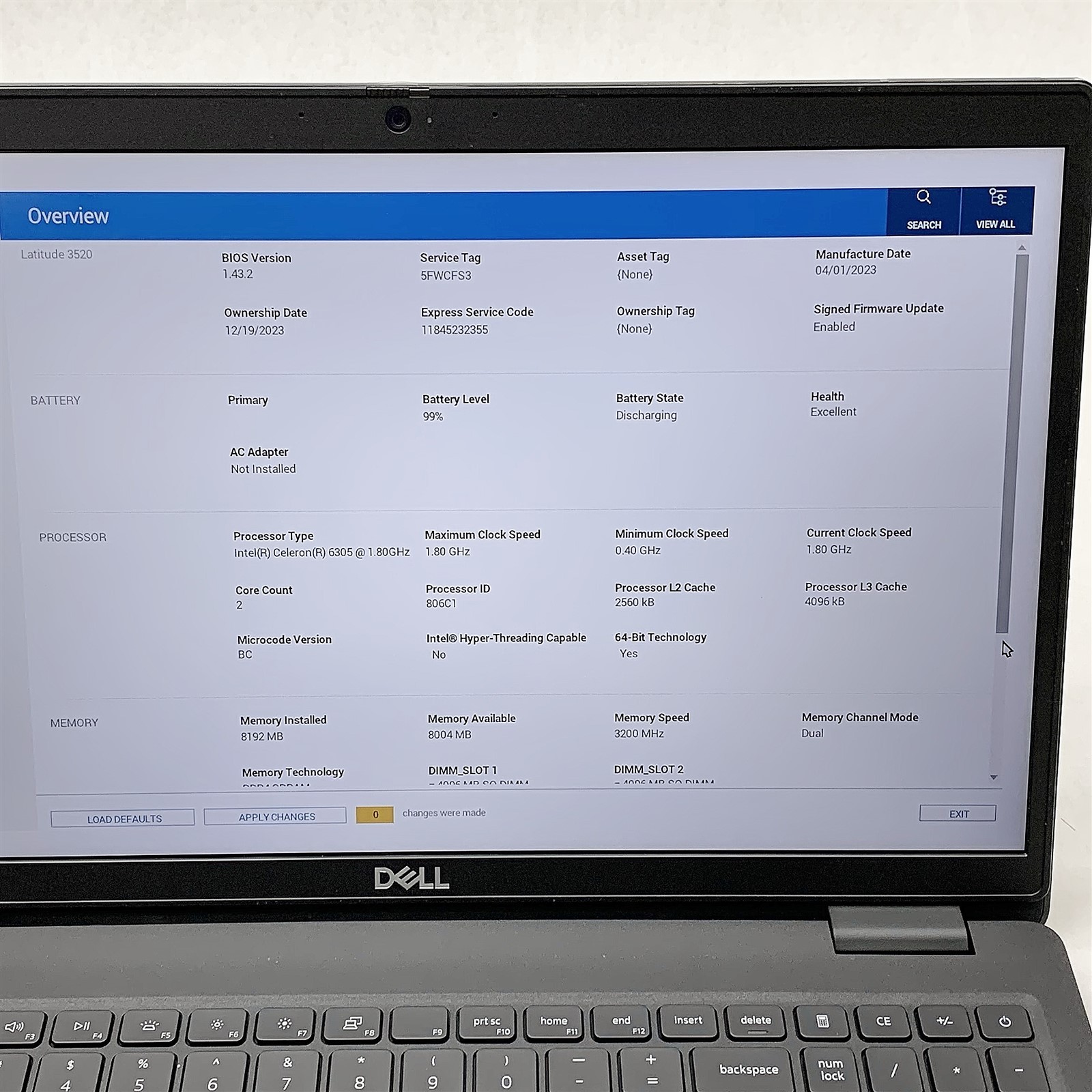 Dell Latitude 3520 Laptop Celeron 6305 1.80GHZ 15.6″ FHD 8GB 512GB NVMe Win 11