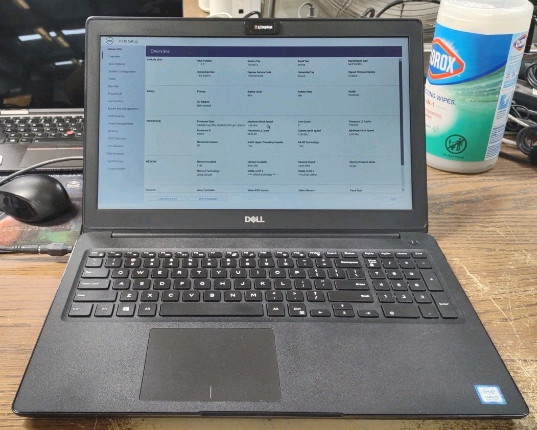 Dell Latitude 3500 Laptop W/ i5-8265U, 8GB, 512GB.