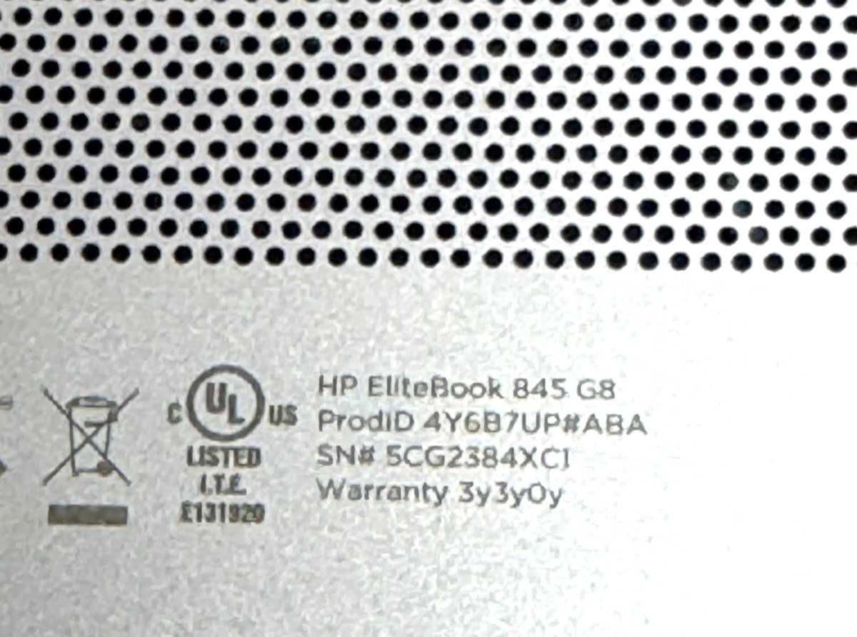 HP EliteBook 845 G8 14″ AMD Ryzen 7 PRO 5850U 16GB 256GB SSD IR Camera PW Supply
