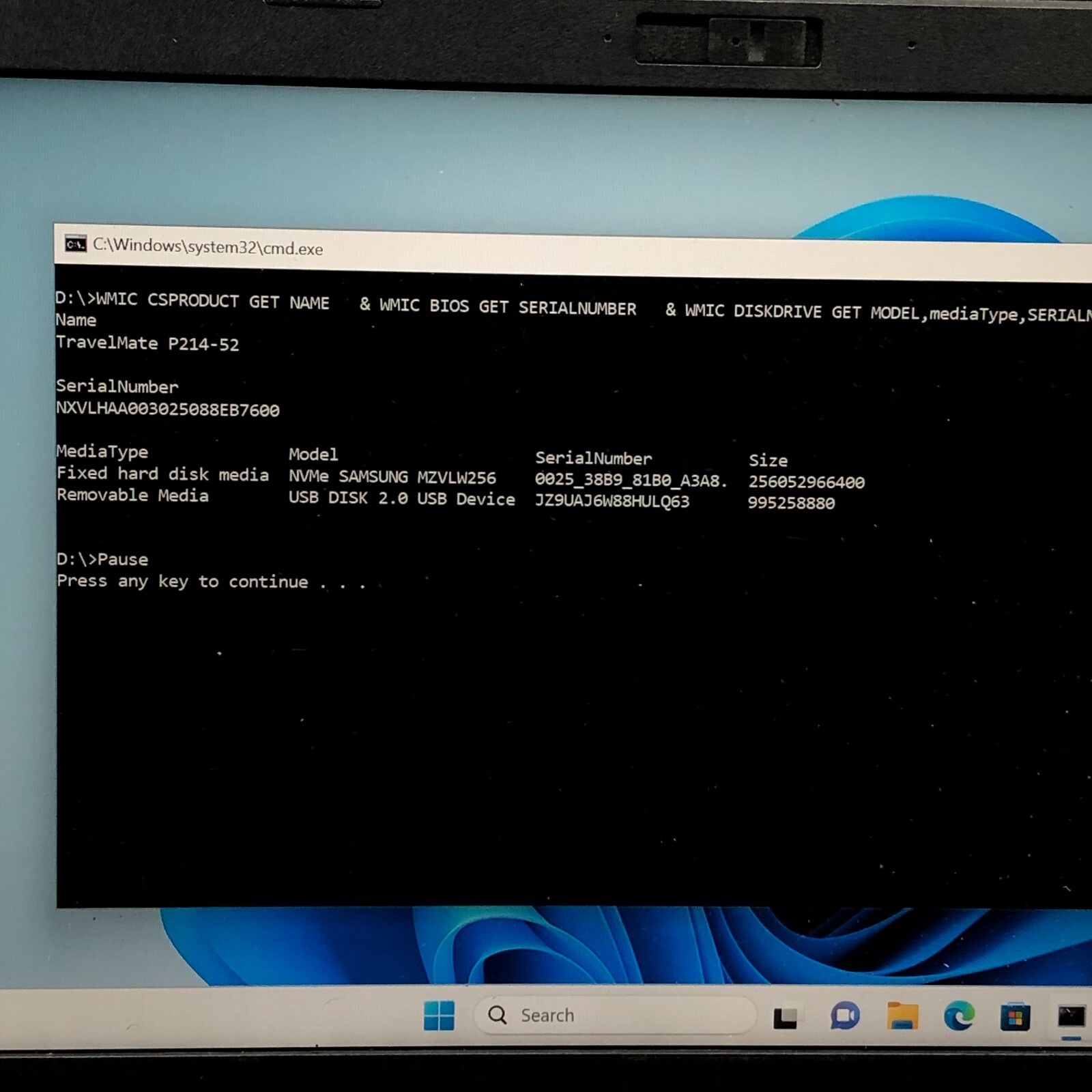 ACER TRAVELMATE P214 i5-10210U @ 1.60GHz 8GB RAM 256GB SSD WIN-11P *READ *QTY