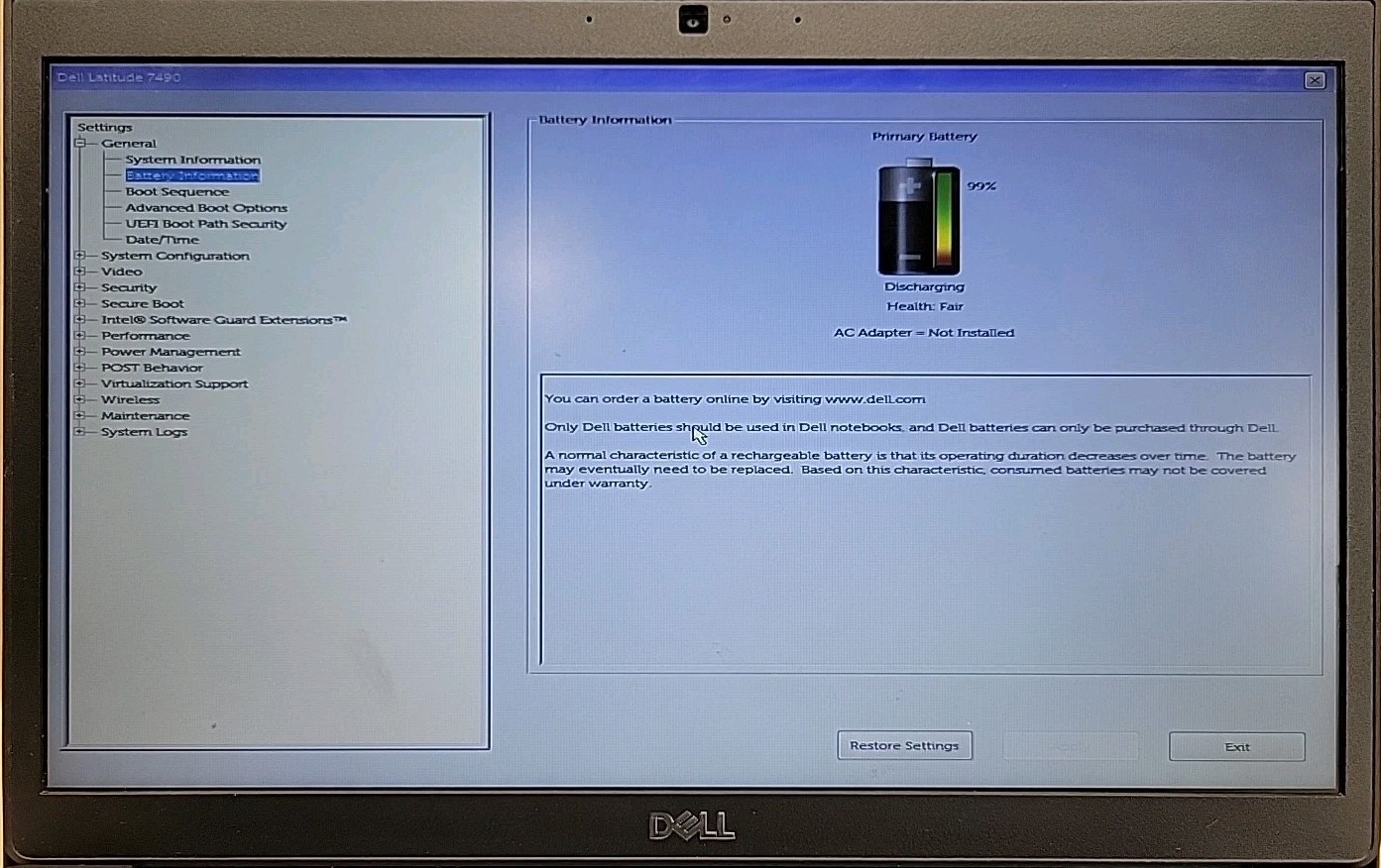 Dell Latitude 7490, Intel Core i5-8250U @ 1.6GHz, 4GB RAM, NO SSD, NO OS