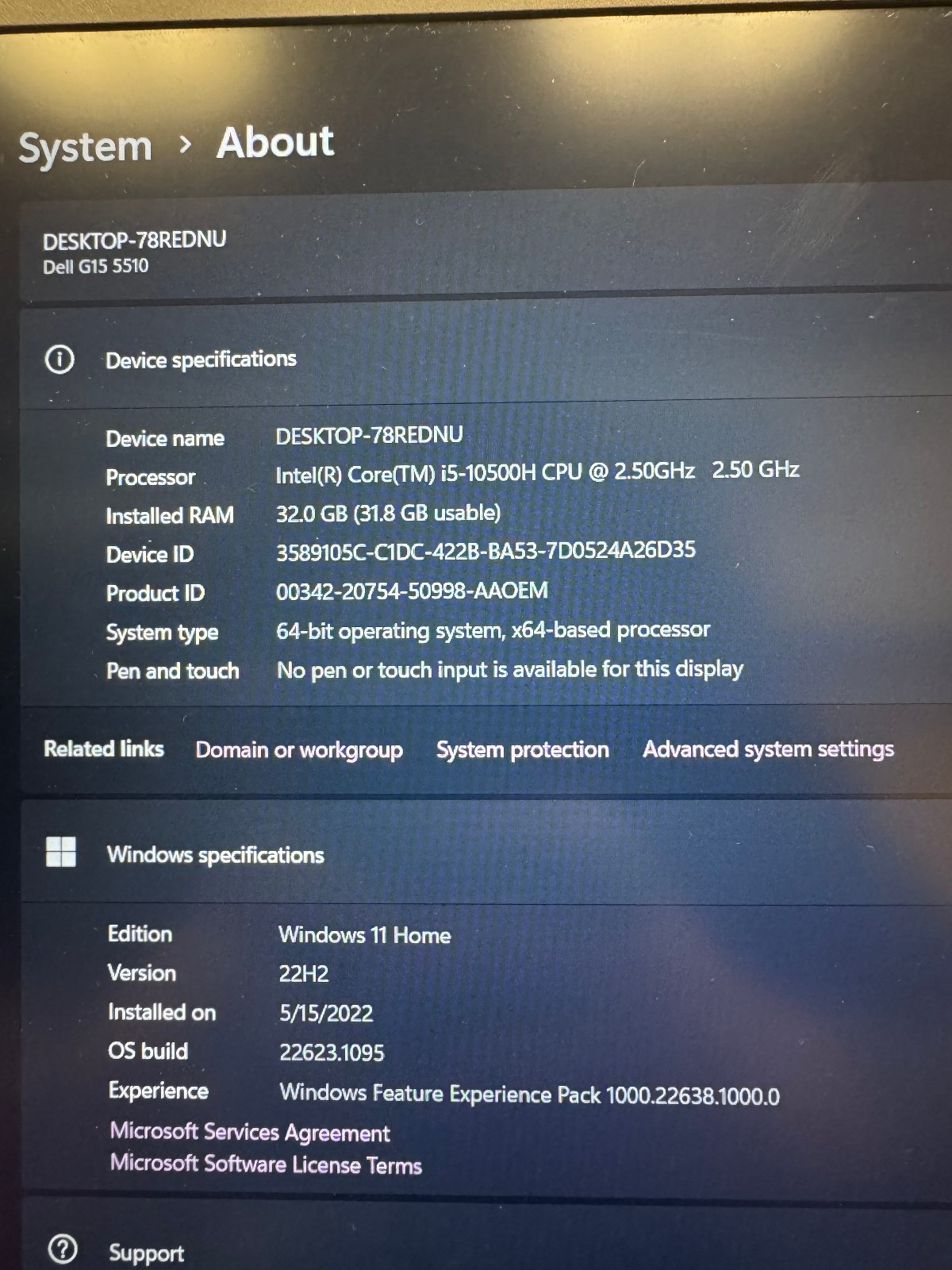Dell G15 5510 15.6″ (1TB SSD, Intel Core i5-10200H, 2.40GHz, 32GB RAM) Gaming