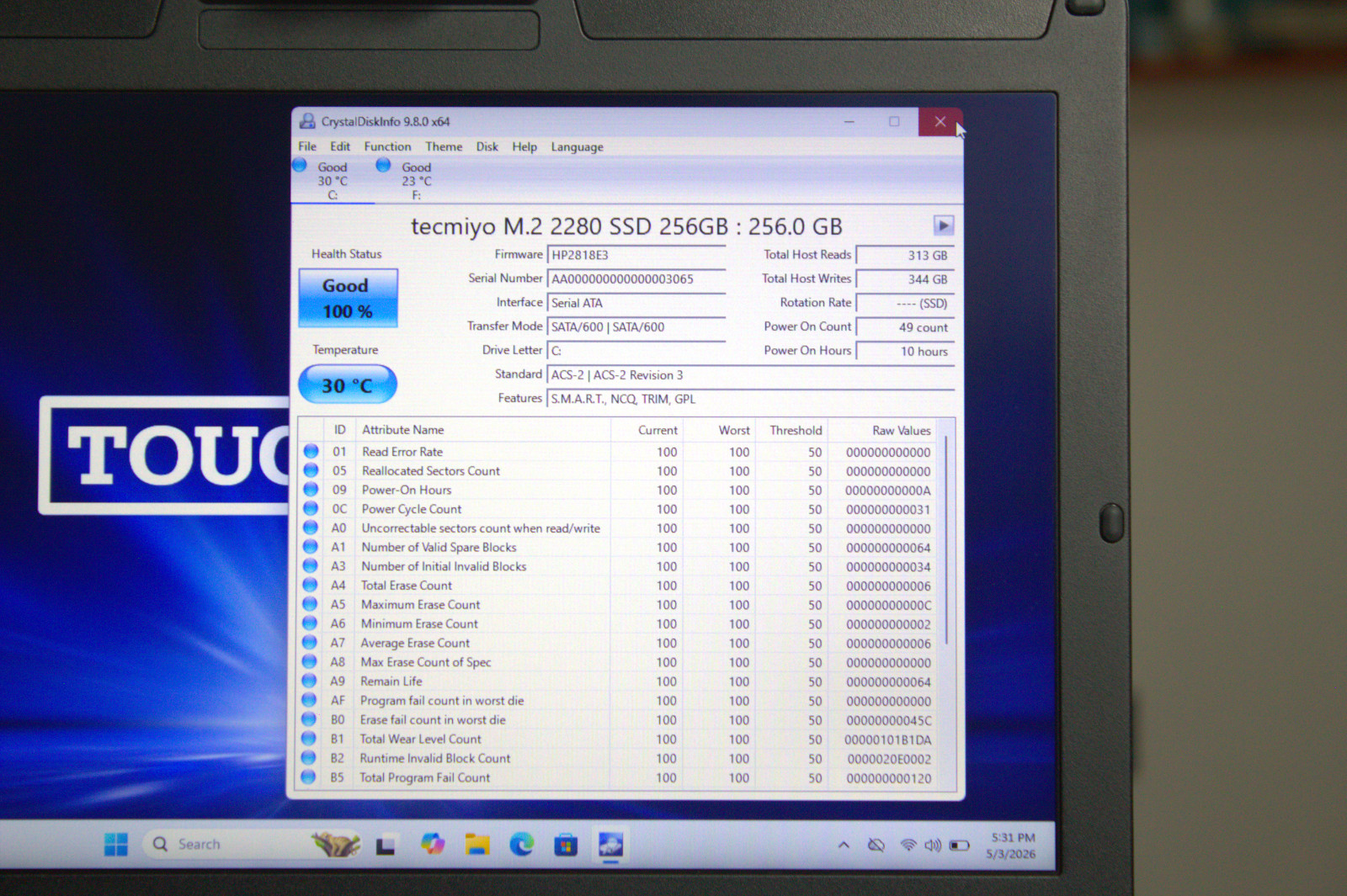 Panasonic Toughbook CF-54 i7-5600U 512GB SSD 16GB RAM DVD SmartCard AC Win11