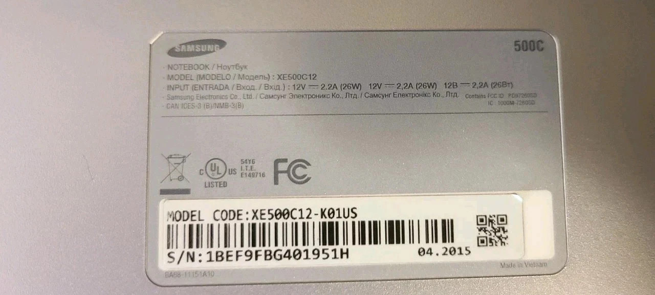 Samsung Chromebook XE500C12 11.6″ N3060 4GB 16GB Non-Touch Grade C
