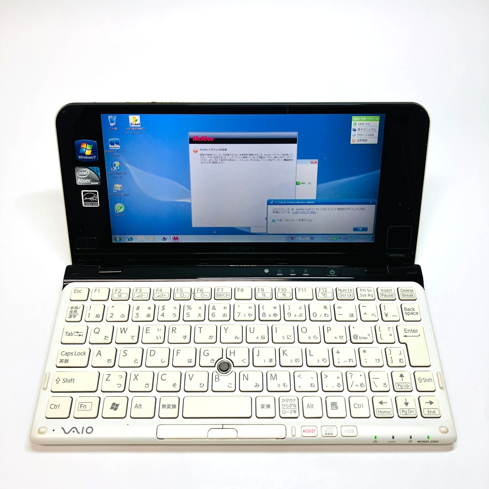 Sony VAIO VPCP119KJ 8″ Laptop Atom Z530 1.60GHz 2GB 64GB SSD Win7 Home 32bit