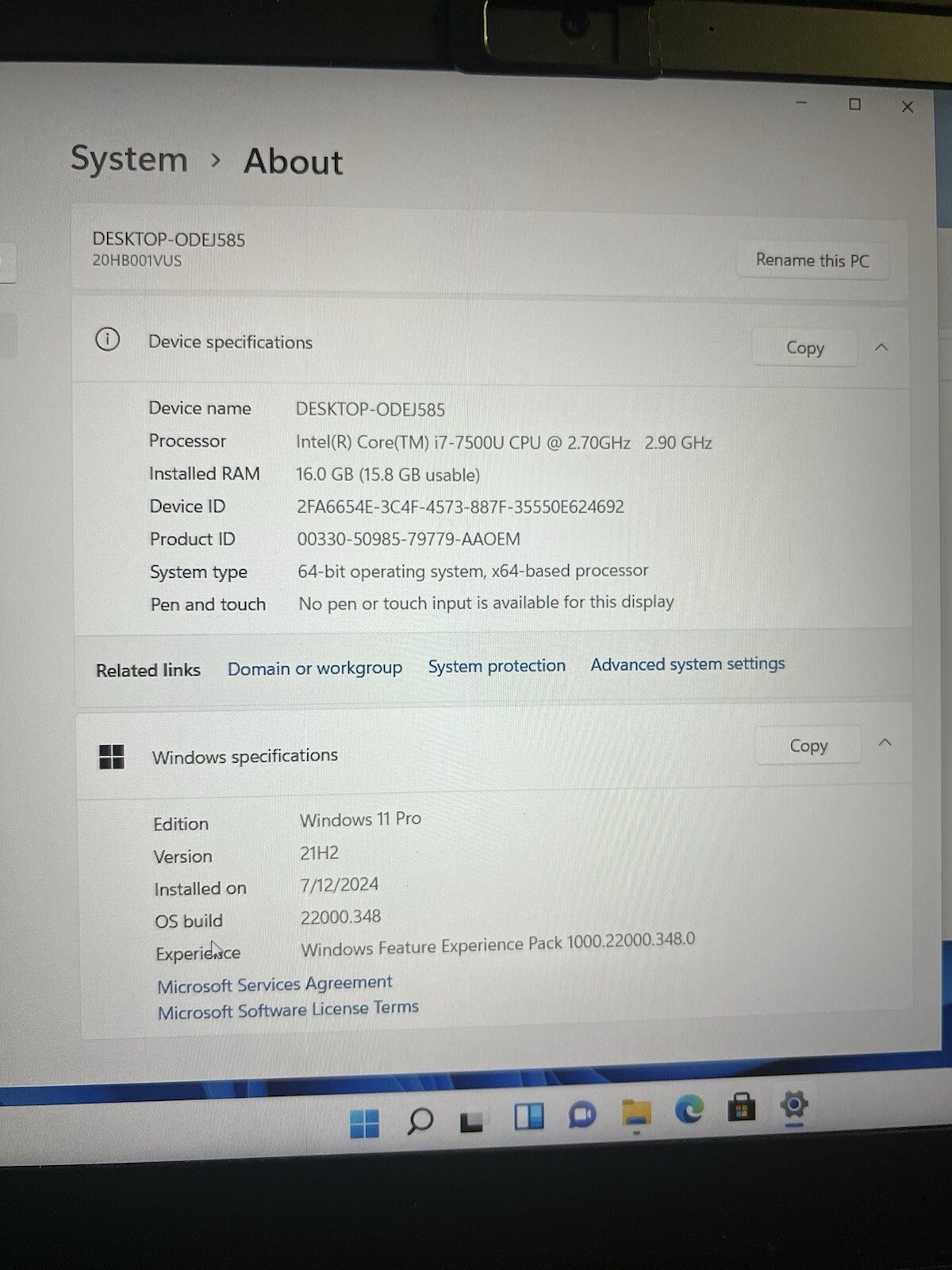 Lenovo ThinkPad P51s TOUCH Intel Core i7-7500U 2.70GHz 8”16GB 256GB SSD