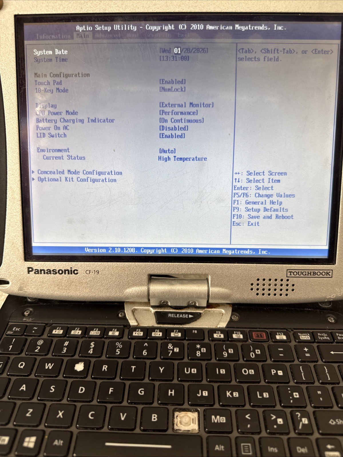 Panasonic Toughbook CF-19 MK5 i5-2520M 2.50GHz 4GB|NoHDD|No Caddy|No AC charger