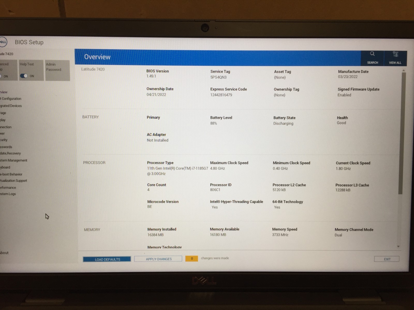 Dell Latitude 7420 14″ FHD Laptop i7-1185G7 @ 3.00GHz 16GB RAM 512GB SSD w/AC