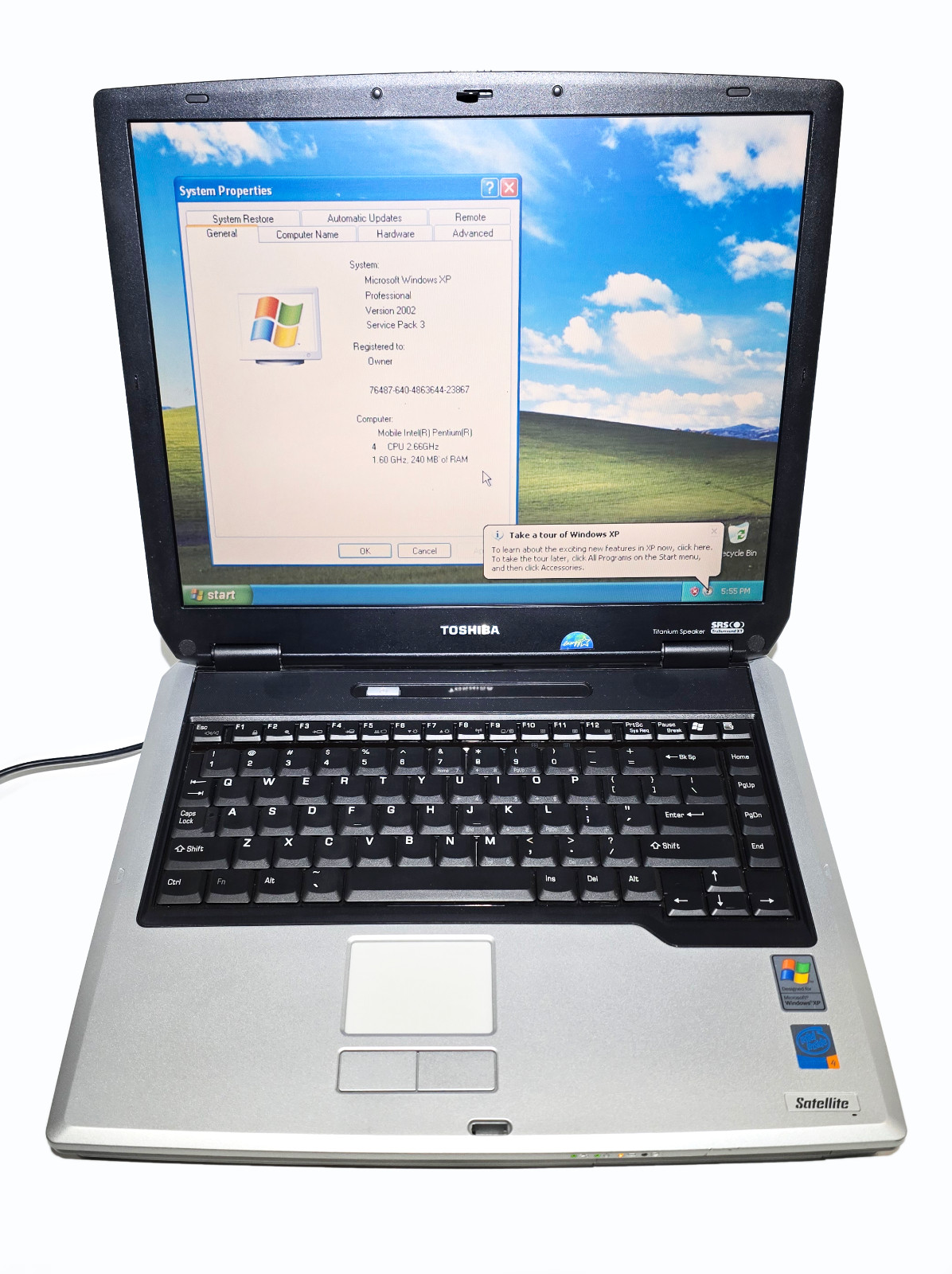 Toshiba Satellite A40-S161 Laptop Pentium 4 2.66 GHz Windows XP Pro