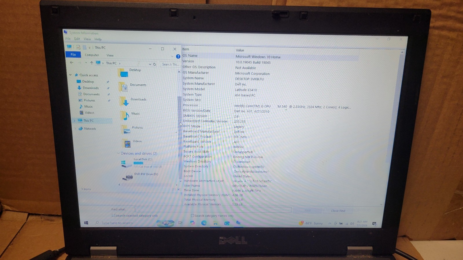 Dell Latitude E5410 Laptop | i5 M540 2.53 Ghz | 4GB Ram | 160GB HDD | Win 10