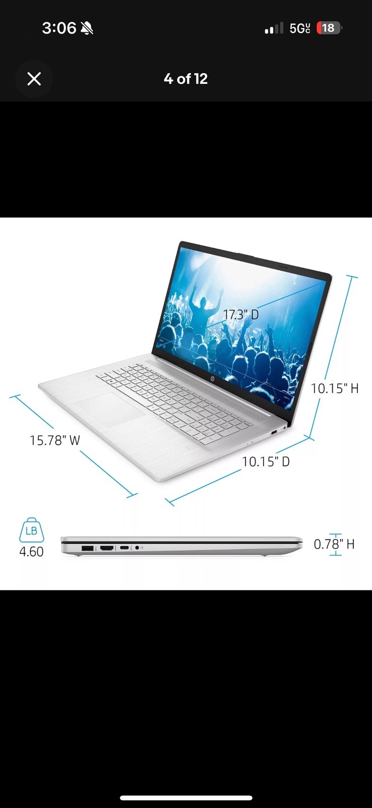HP Laptop 17.3″ 1920 x1080 – Intel®️ Core™️ i7-1165G7 – 512GB SSD – 8GB Ram 🔥