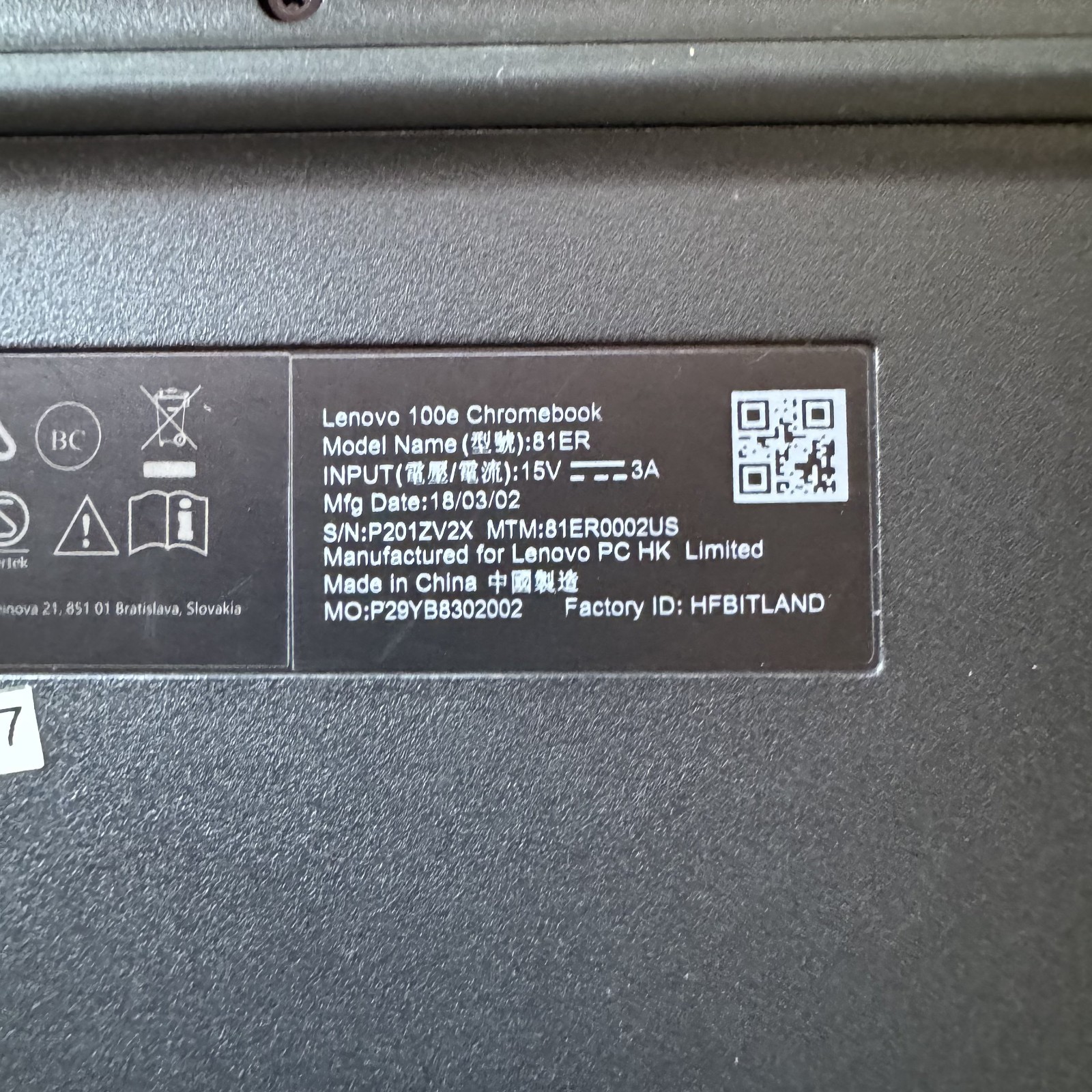 Lenovo Chromebook 100e 81ER 11.6″ Celeron N3350 4 GB RAM 16 GB eMMC with Charger