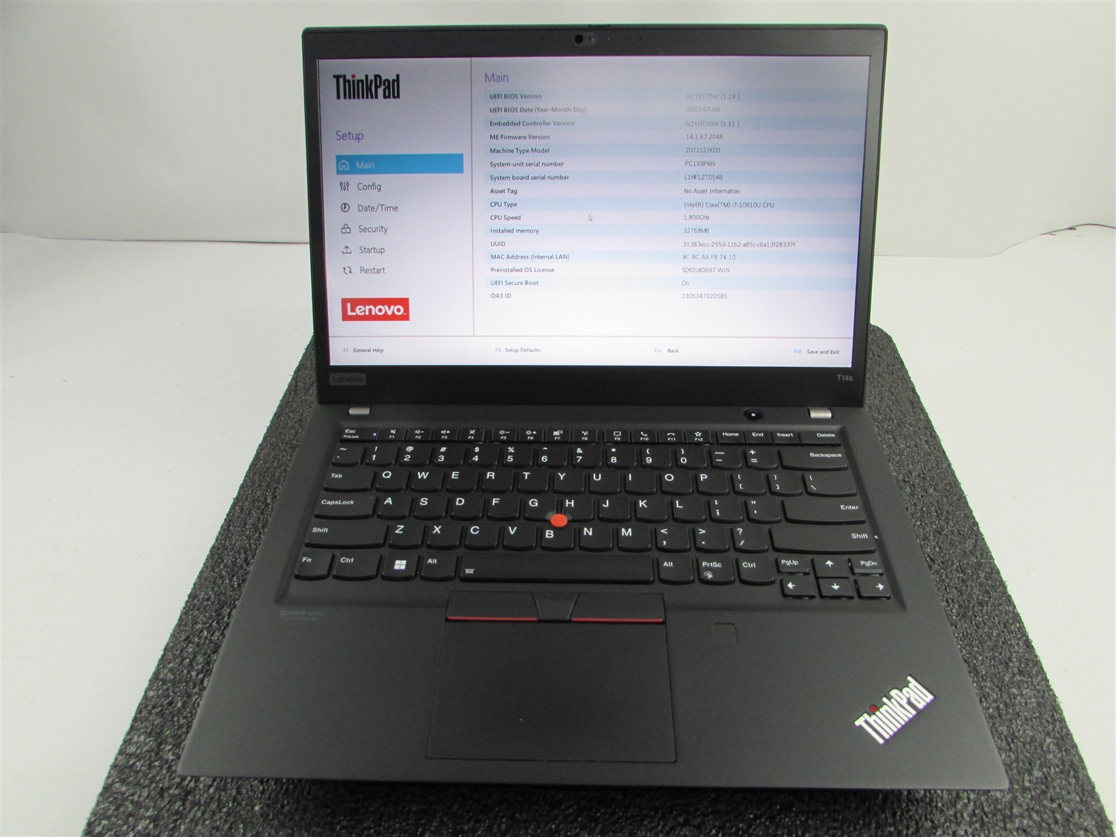 LENOVO THINKPAD T14s (GEN 1) Intel CORE I7-10610U 512GB SSD 32GB RAM NO O.S