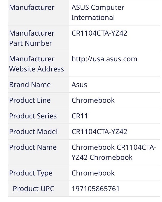NEW Asus CR1104CTA-YZ42 11.6″ Chromebook N150 4GB 32GB eMMC ChromeOS