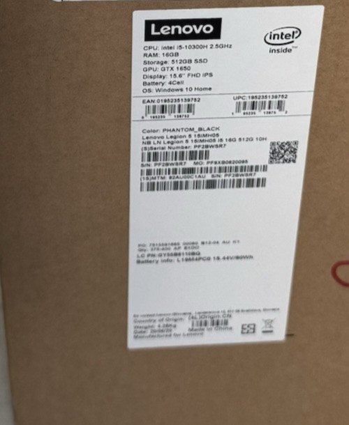 Lenovo Legion 5i 15IMH05 I5 16G 512G 10H 2020
