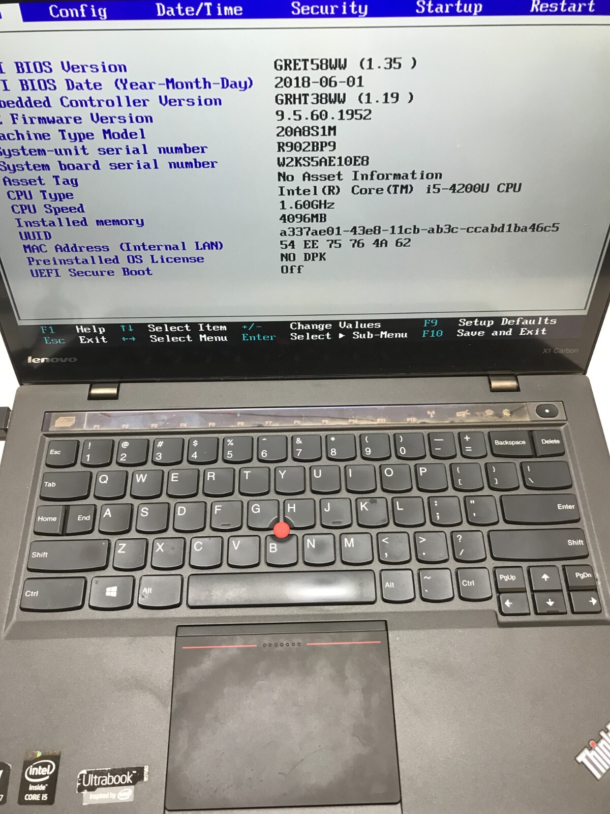 Lenovo ThinkPad X1 Carbon 2nd Gen 14″ Intel Core i5-4200U 4GB RAM NO HDD/OS – DW