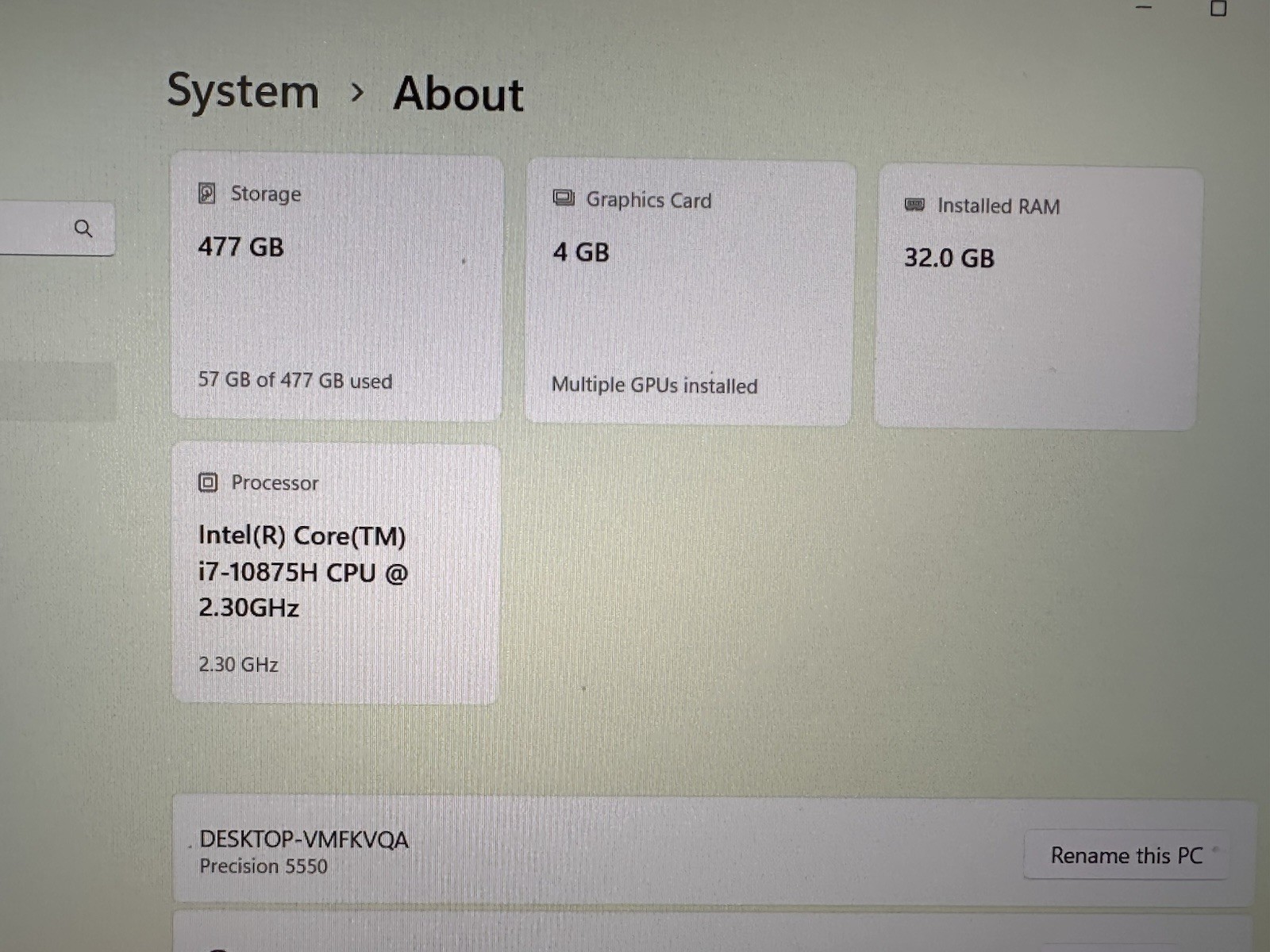 DELL PRECISION 5550 15″ i7 2.30GHz 32GB RAM 512GB SSD NVIDIA T2000 MAX-Q