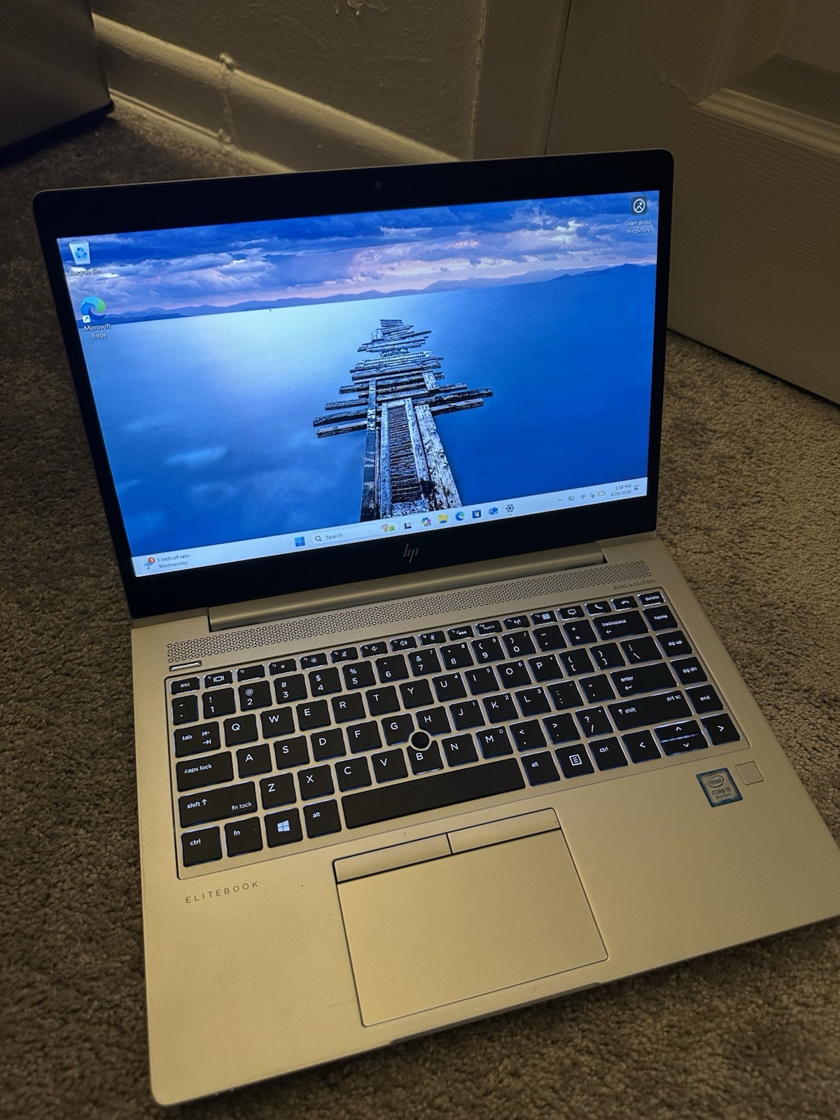 HP EliteBook 14″ Laptop Intel Core i5 Windows 11 Silver Backlit Keyboard Wi-Fi