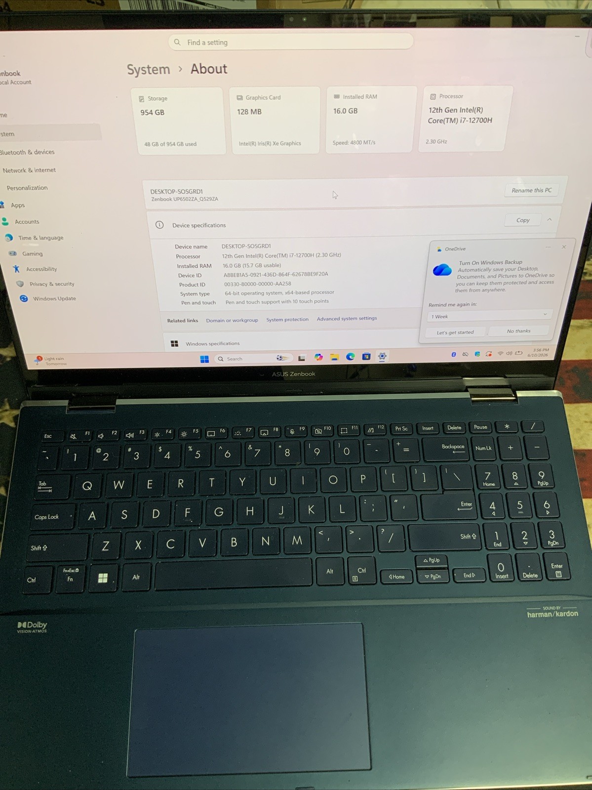 ASUS Zenbook Pro 15 Flip OLED 15.6″ Touch i7-12700H 16 Ram 1 TB NVMe Q5297 26J1