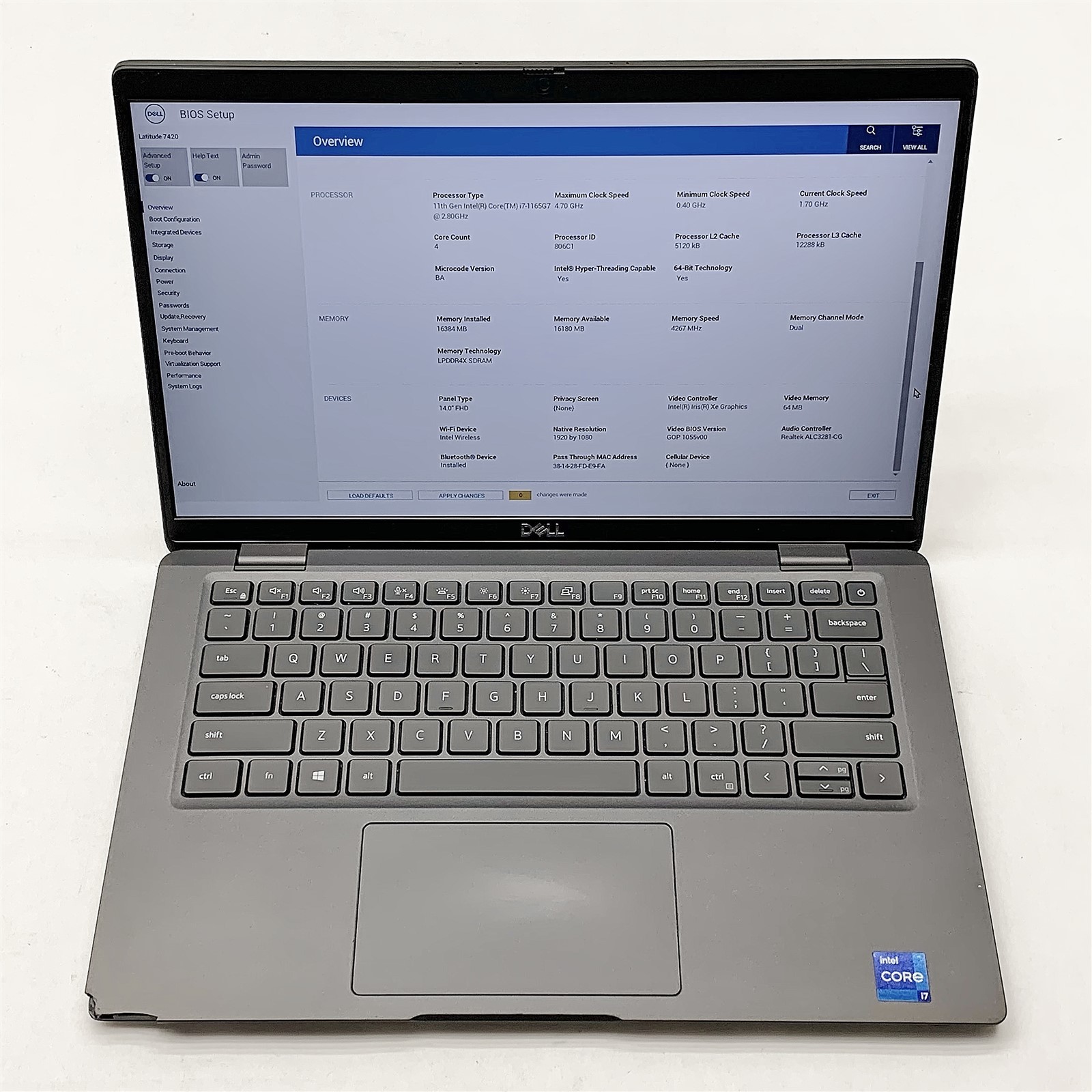 Dell Latitude 7420 Laptop Intel Core i7 1165G7 2.80GHZ 14″ FHD 16GB RAM NO HDD