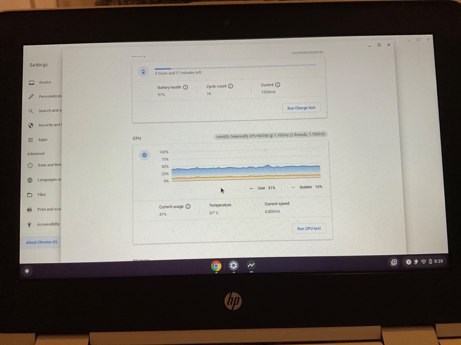Barley used Chromebook hp x360 model 11 Color: White with a black trim GB:32