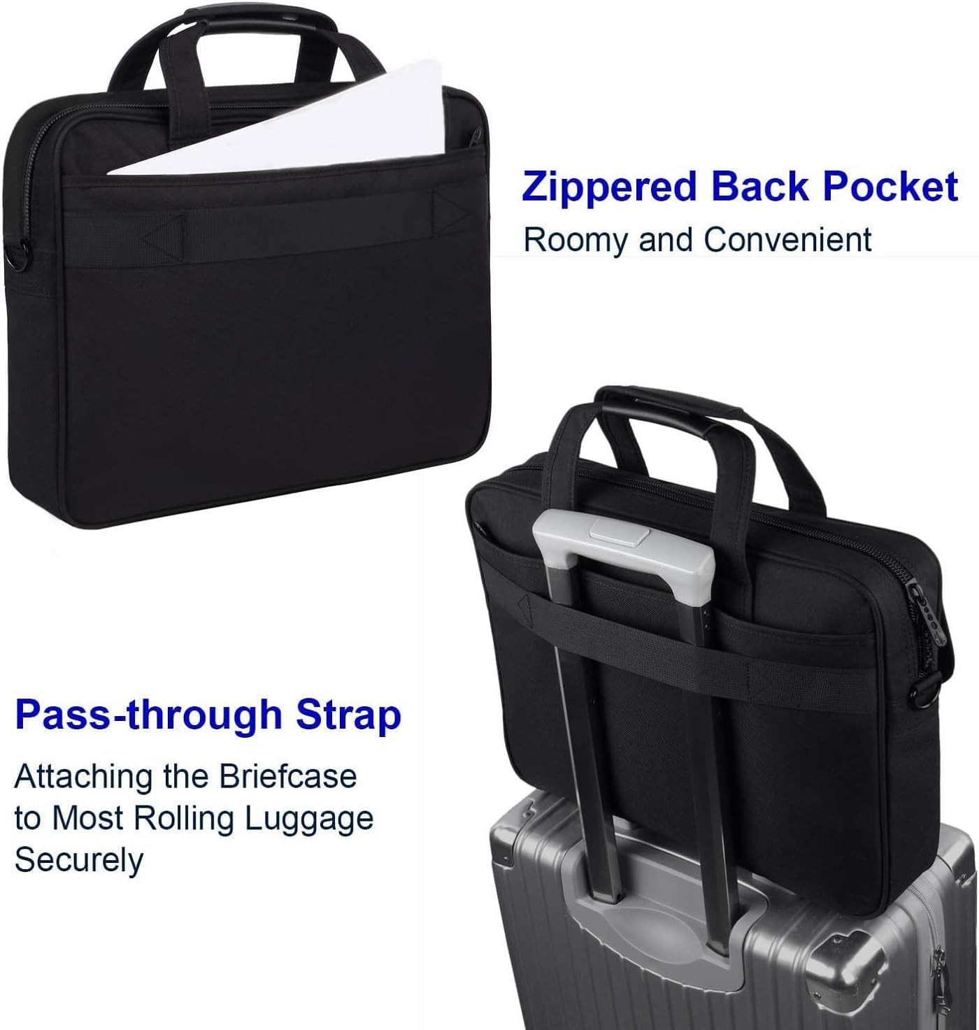 Sleeve for 15.6 Inch Laptop, Water Resistant Messenger Bag with Strap, Black