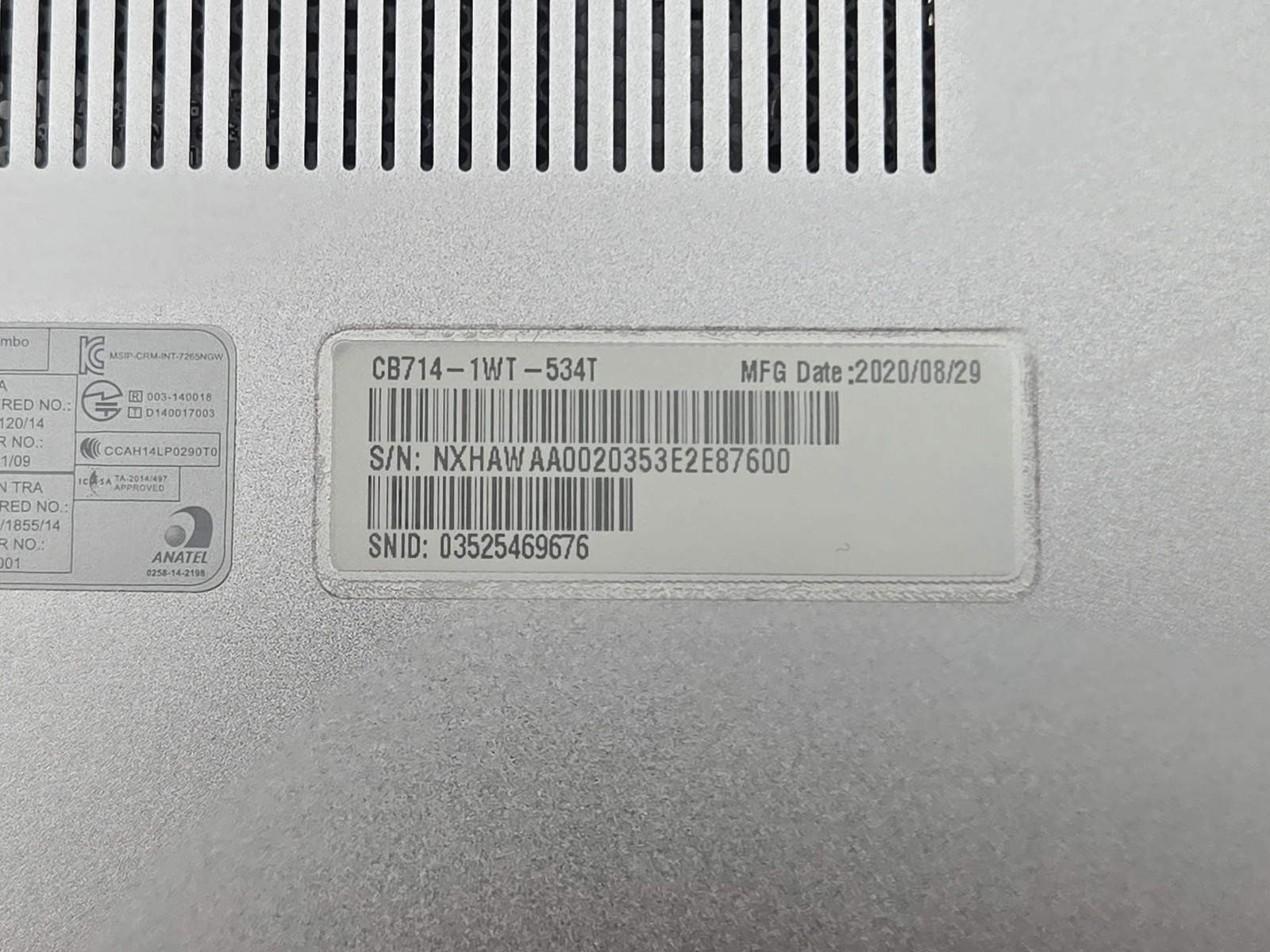 Acer Chromebook CB714-1W 14″ FHD I5-8250U 64GB SSD 8GB W10 Webcam Backlit
