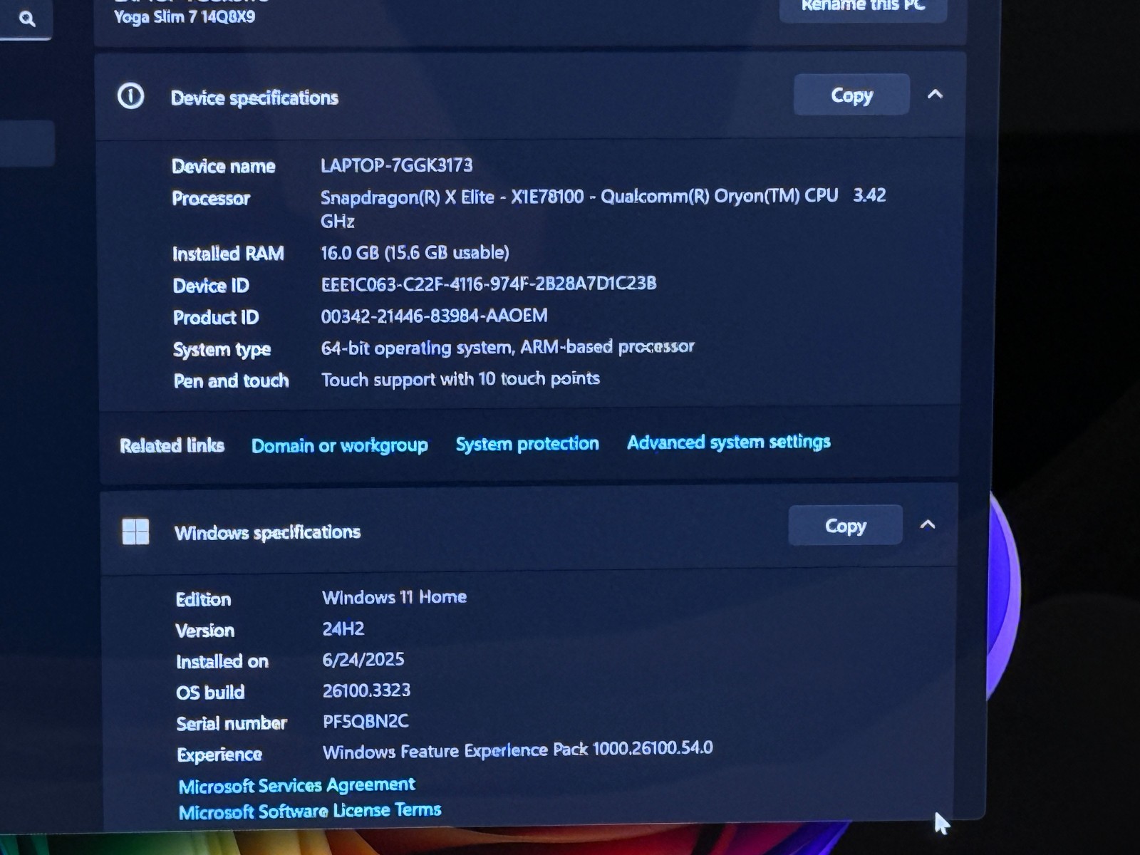 Lenovo Yoga Slim 7x 14.5 QHD+ TOUCH 3.42 GHz Snapdragon X Elite 16GB 512GB SSD