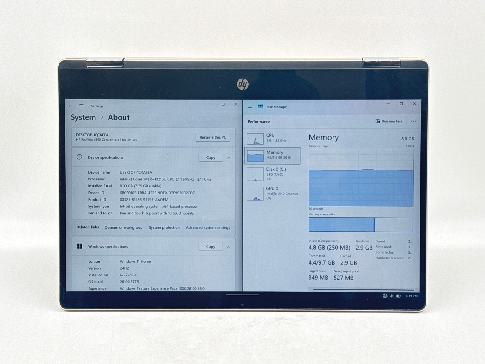 HP Pavilion x360 14m-dh1003dx 14″ i5-10210U 8GB 256GB SSD Touch