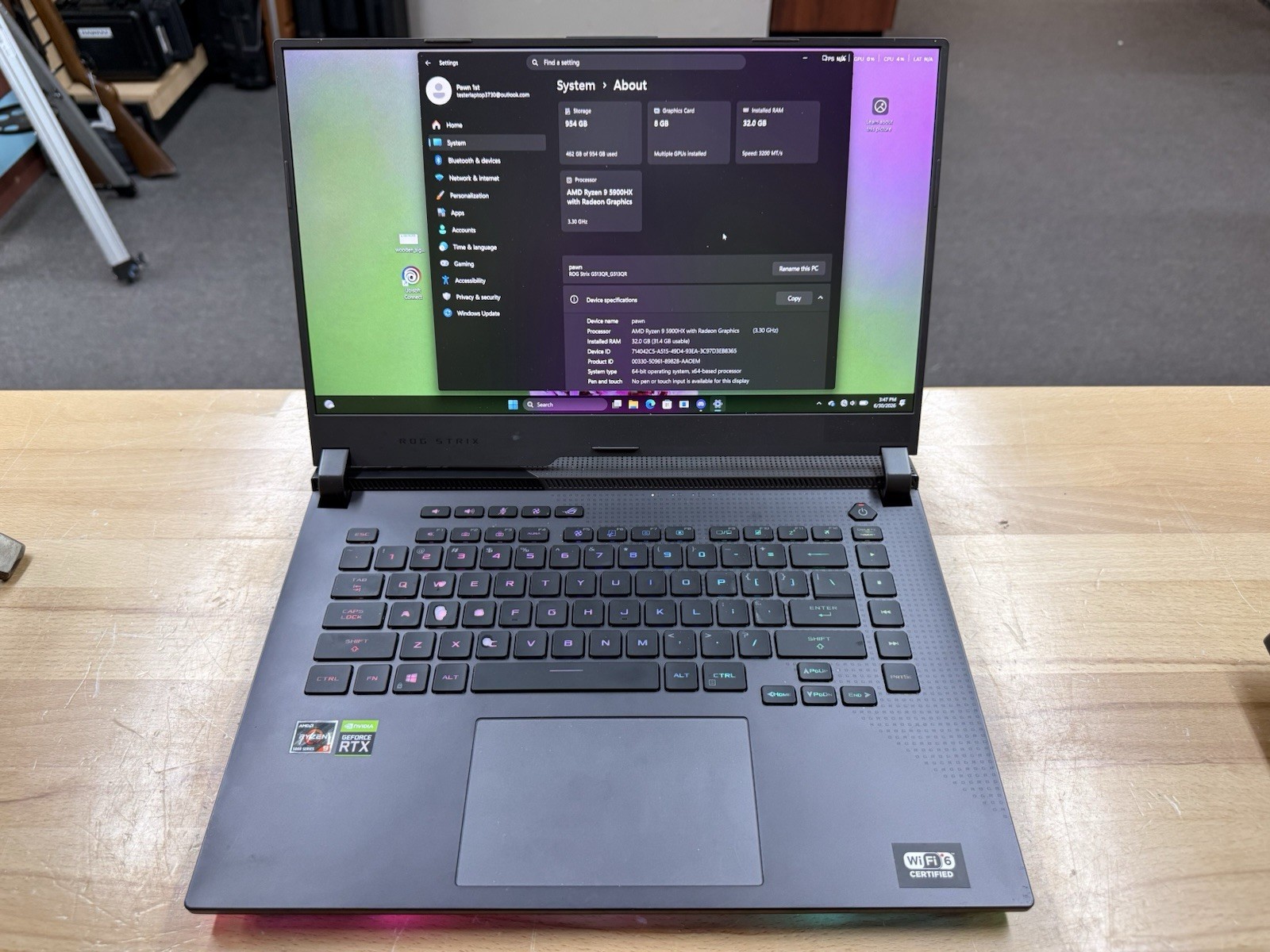 ASUS ROG Strix Laptop G513QR-AS98 AMD Ryzen R9-5900HX 1TB RTX 3070