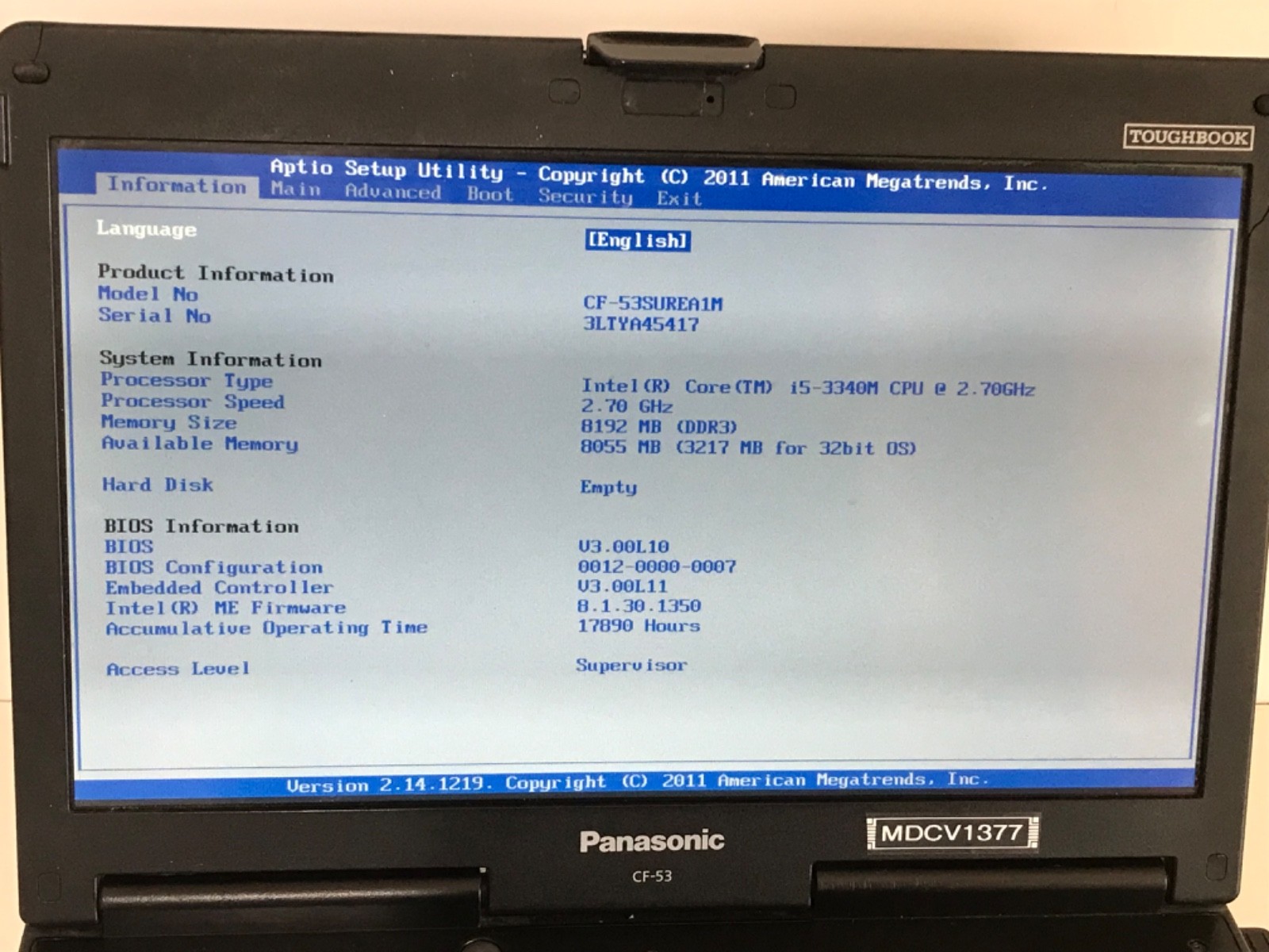 Panasonic Toughbook CF-53 i5-3340M 2.7GHz 8Gb NO HD/ Caddy MK3 53SUREA1M #5